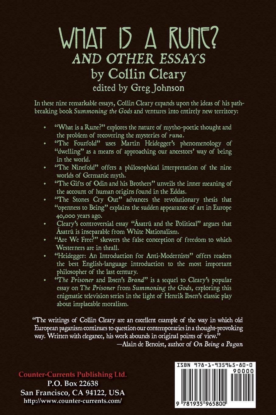 Rückseitencover What is a Rune? and Other Essays