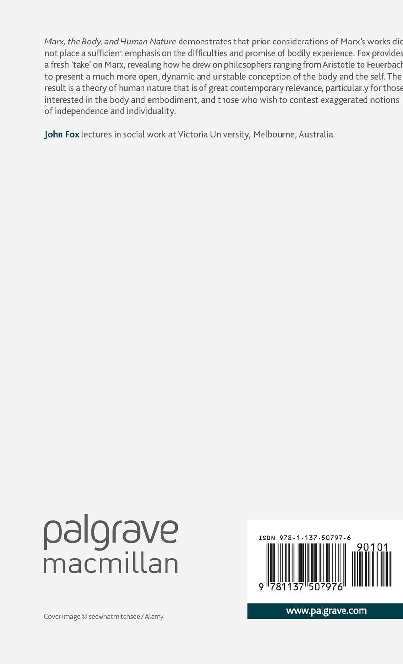 Rückseitencover Marx, the Body, and Human Nature