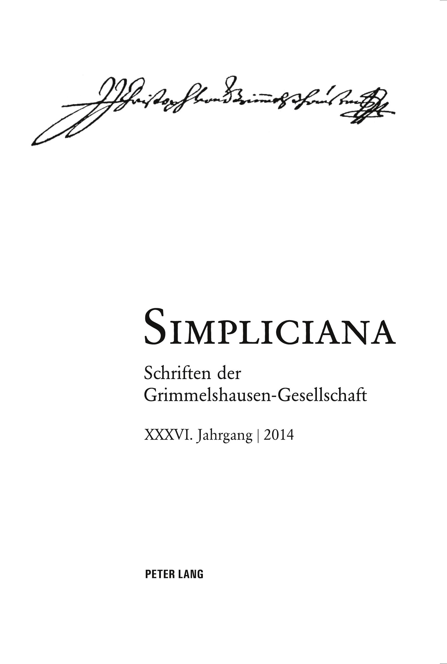 Vorderes Coverbild Simpliciana