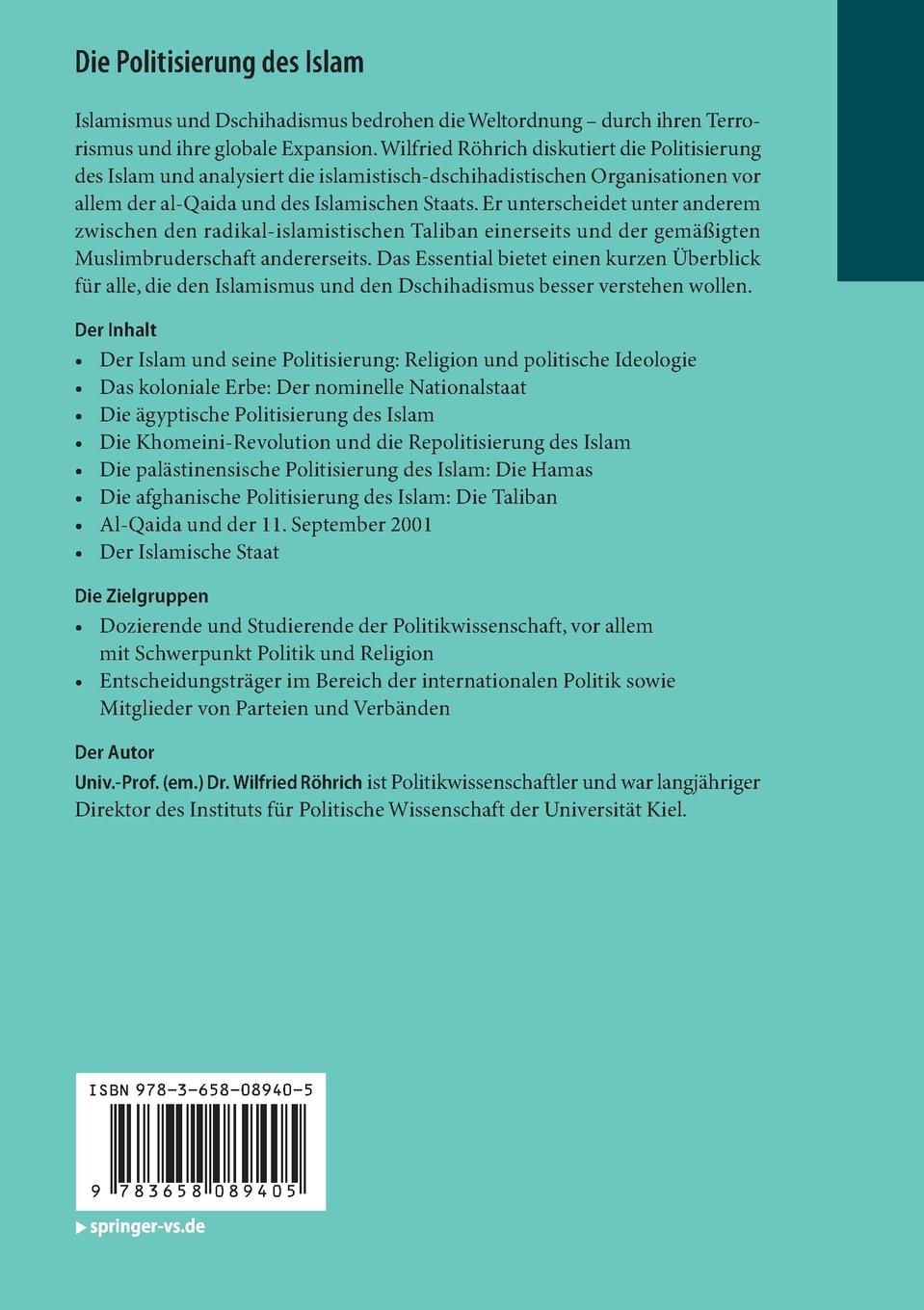Rückseitencover Die Politisierung des Islam