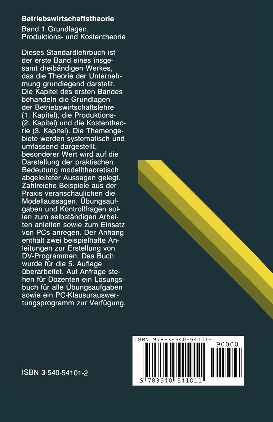 Rückseitencover Betriebswirtschaftstheorie