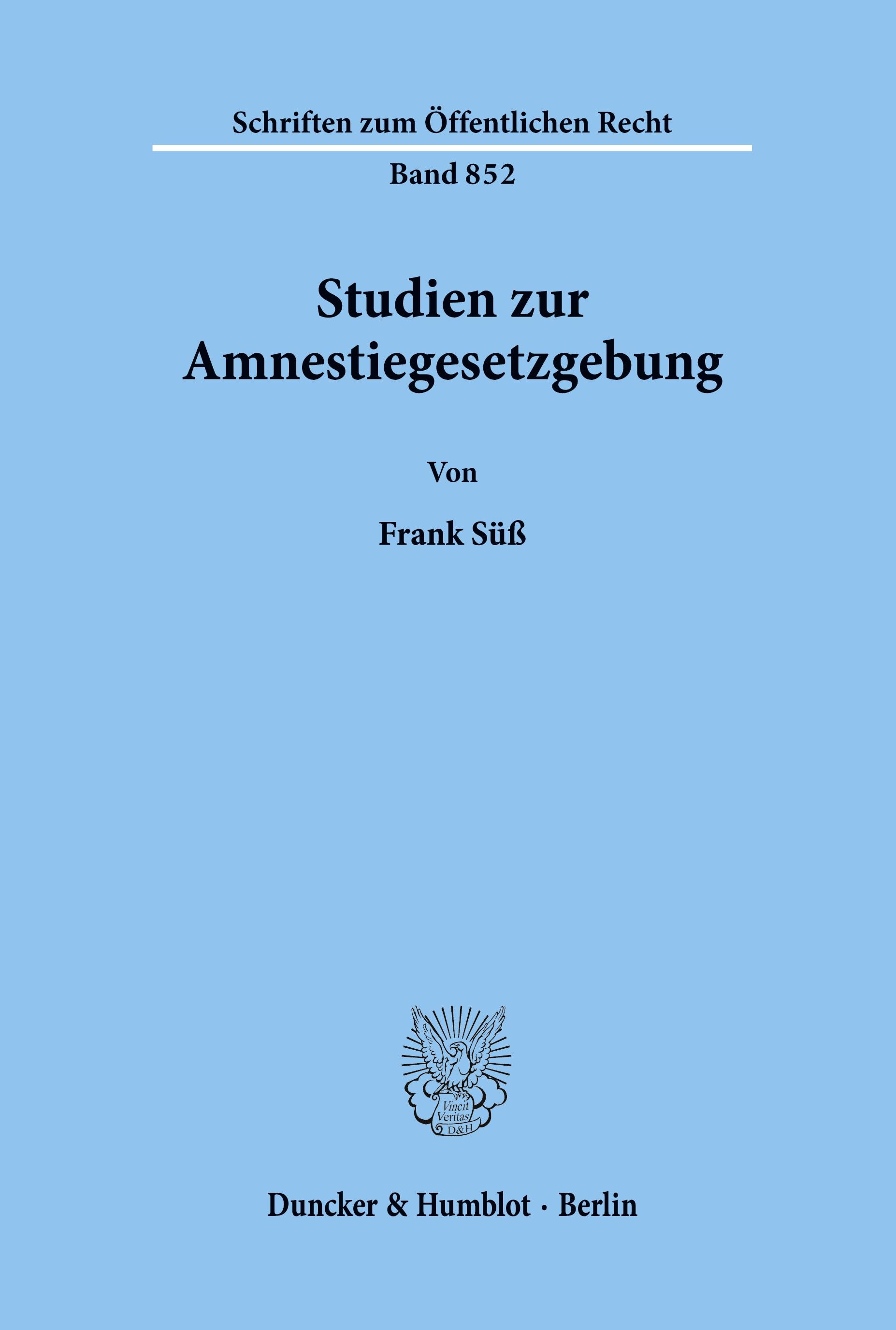 Vorderes Coverbild Studien zur Amnestiegesetzgebung.