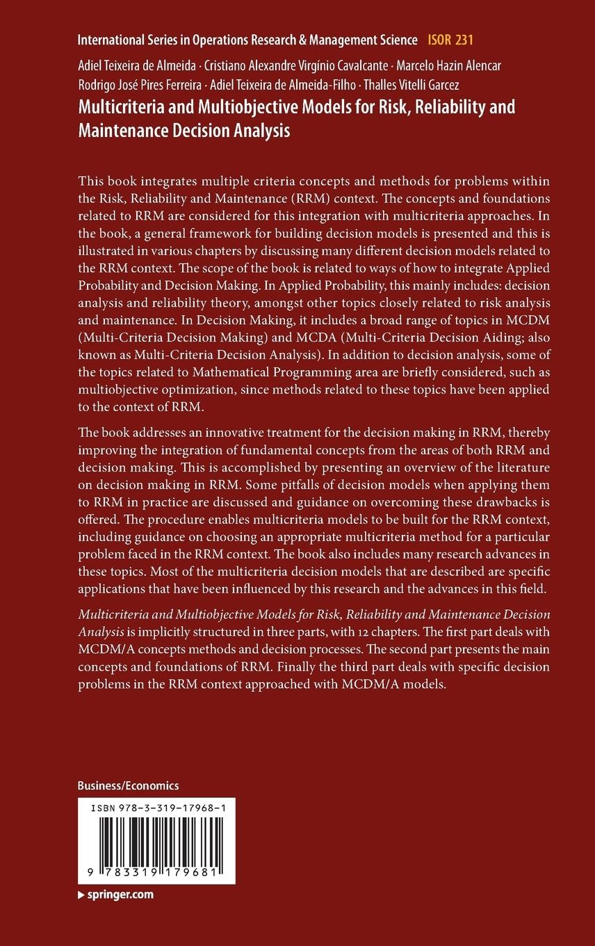 Rückseitencover Multicriteria and Multiobjective Models for Risk, Reliability and Maintenance Decision Analysis