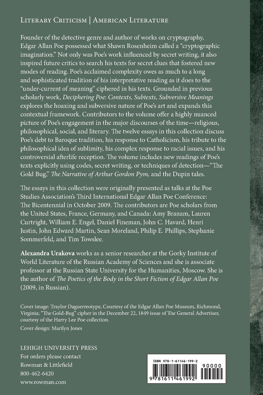 Rückseitencover Deciphering Poe