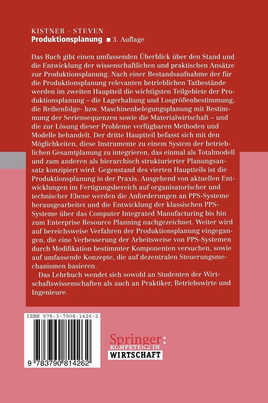 Rückseitencover Produktionsplanung