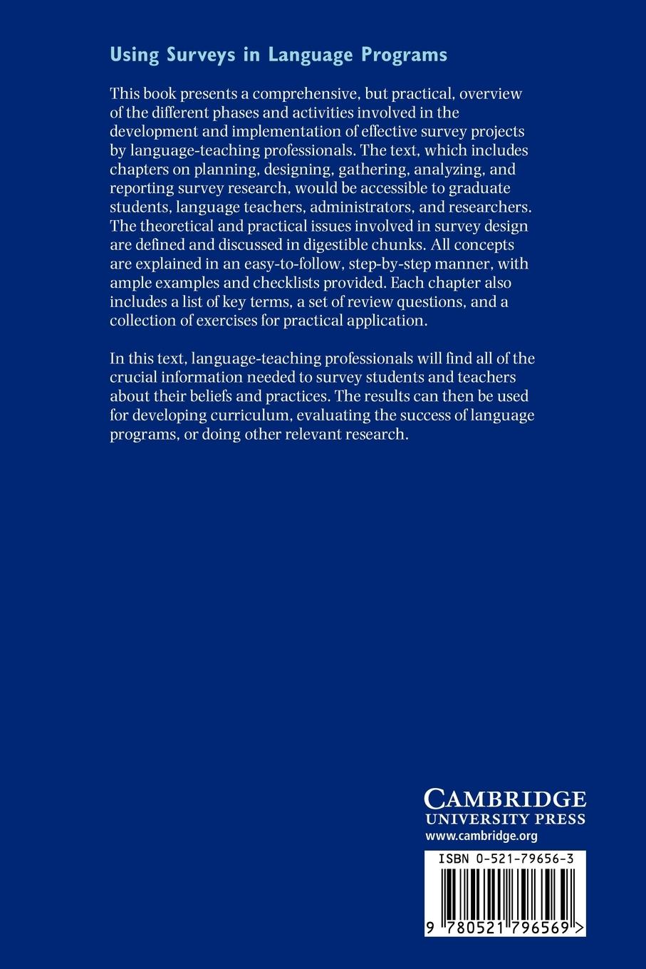 Rückseitencover Using Surveys in Language Programs