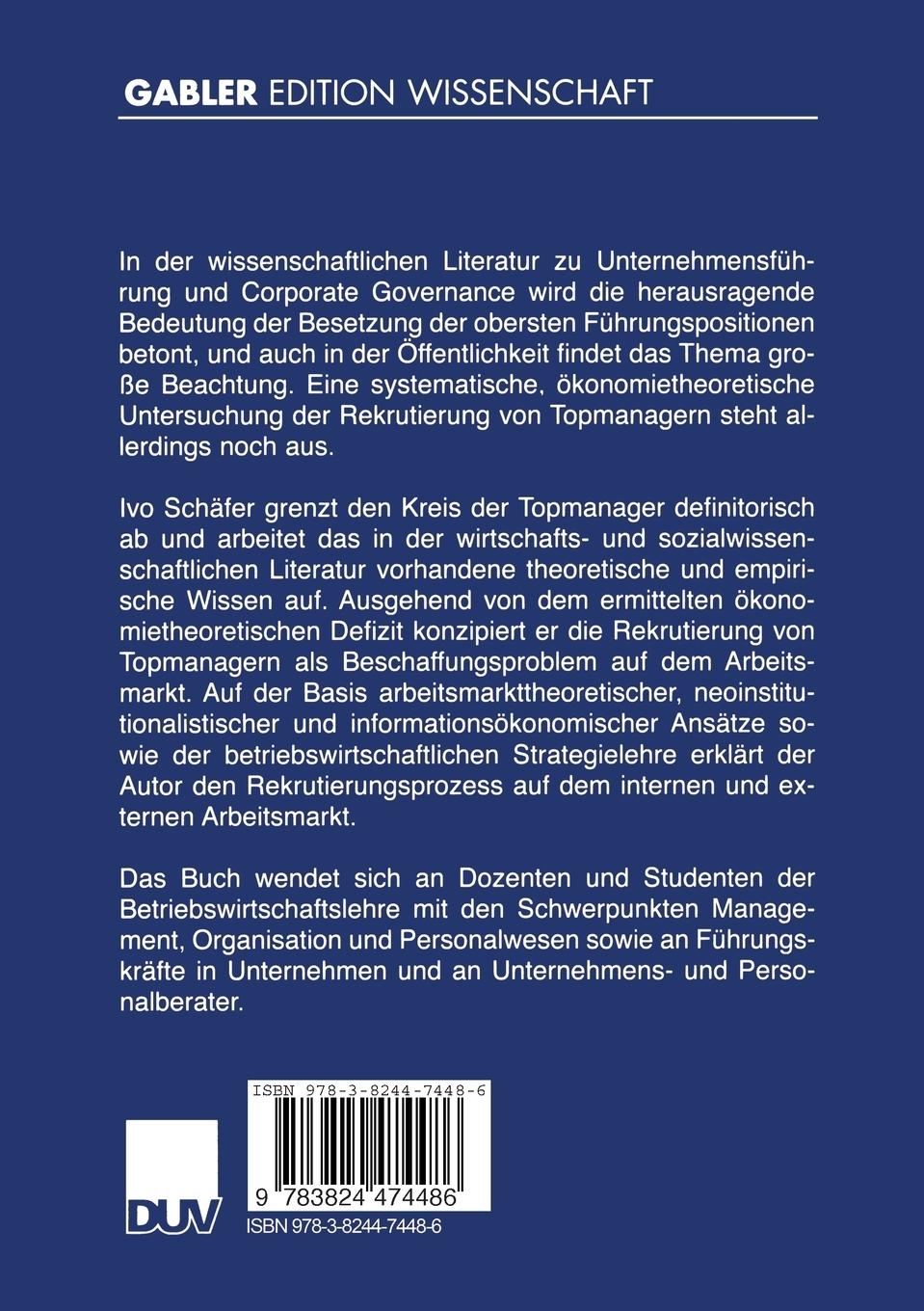 Rückseitencover Rekrutierung von Topmanagern