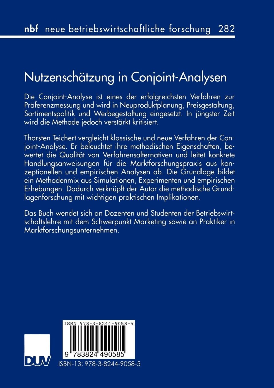 Rückseitencover Nutzenschätzung in Conjoint-Analysen