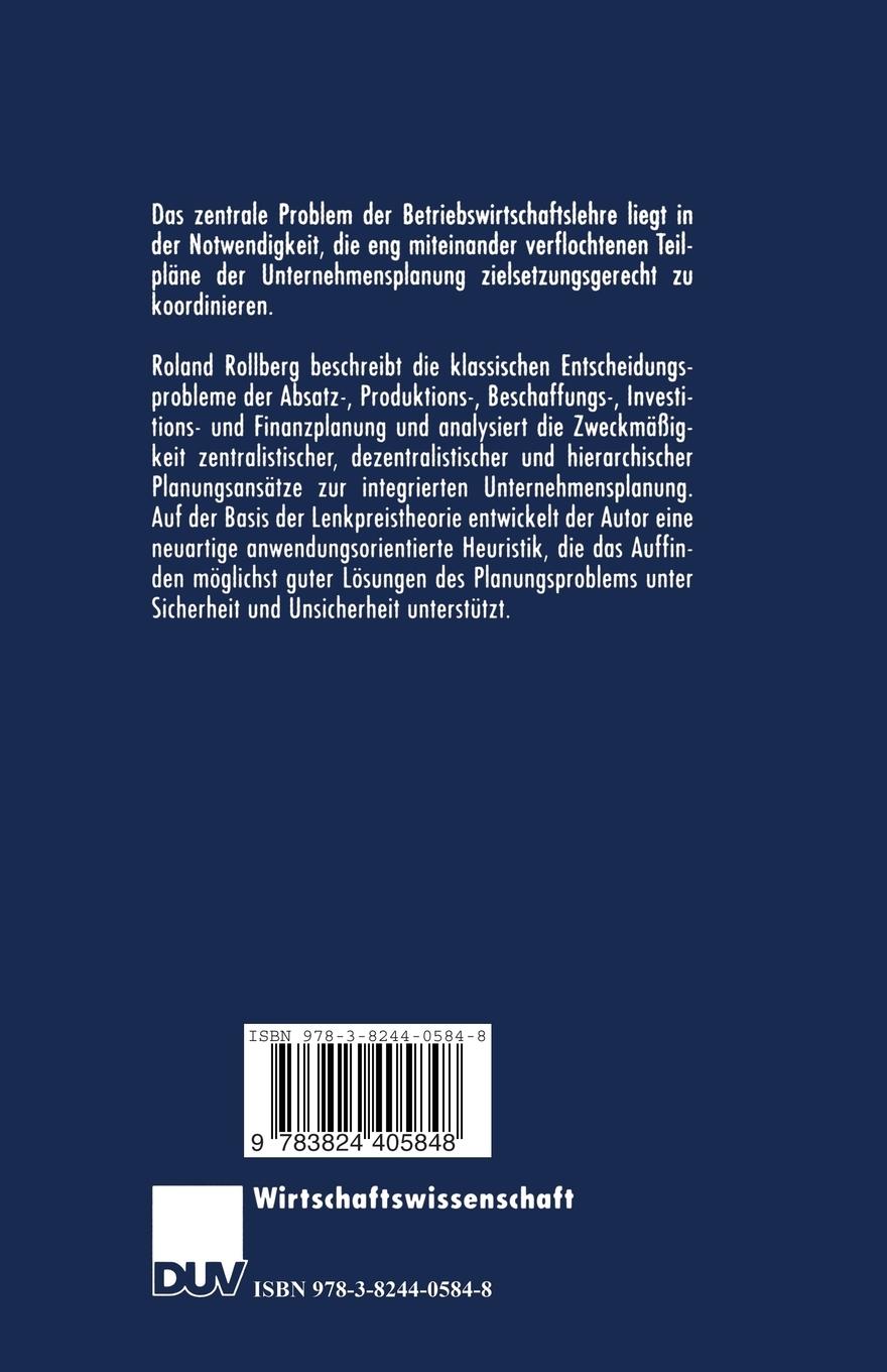 Rückseitencover Integrierte Unternehmensplanung