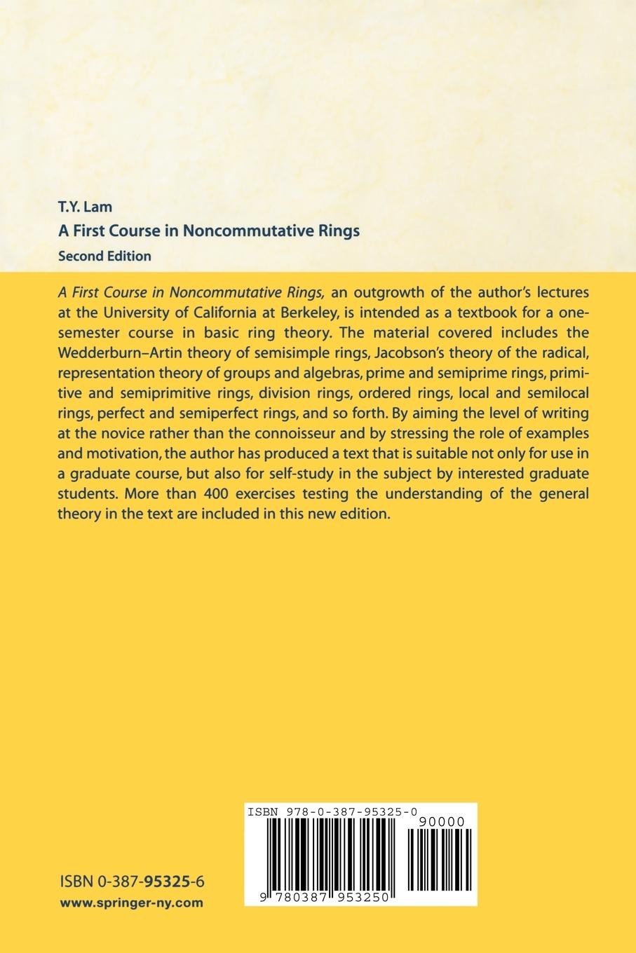Rückseitencover A First Course in Noncommutative Rings