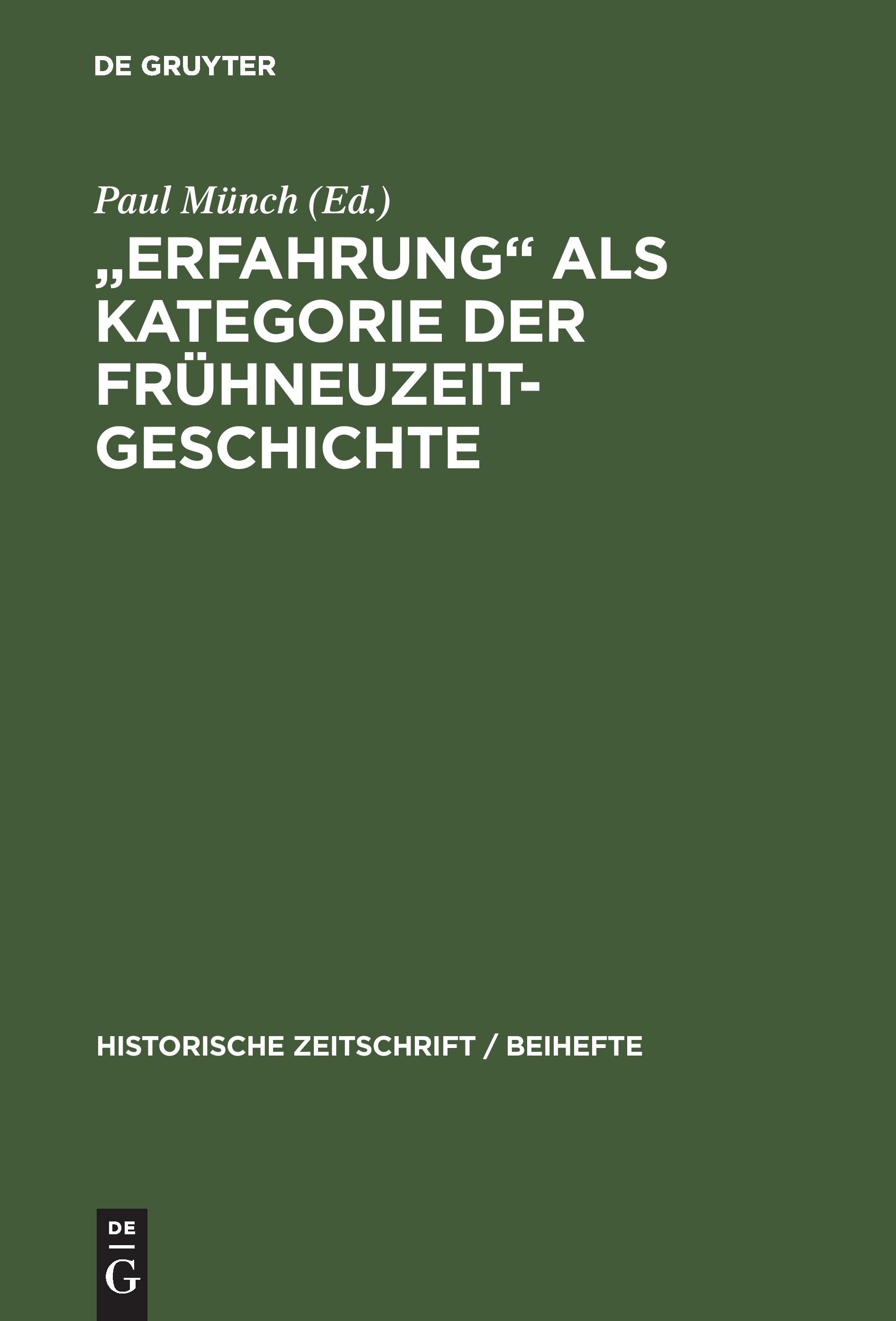 Vorderes Coverbild "Erfahrung" als Kategorie der Frühneuzeitgeschichte