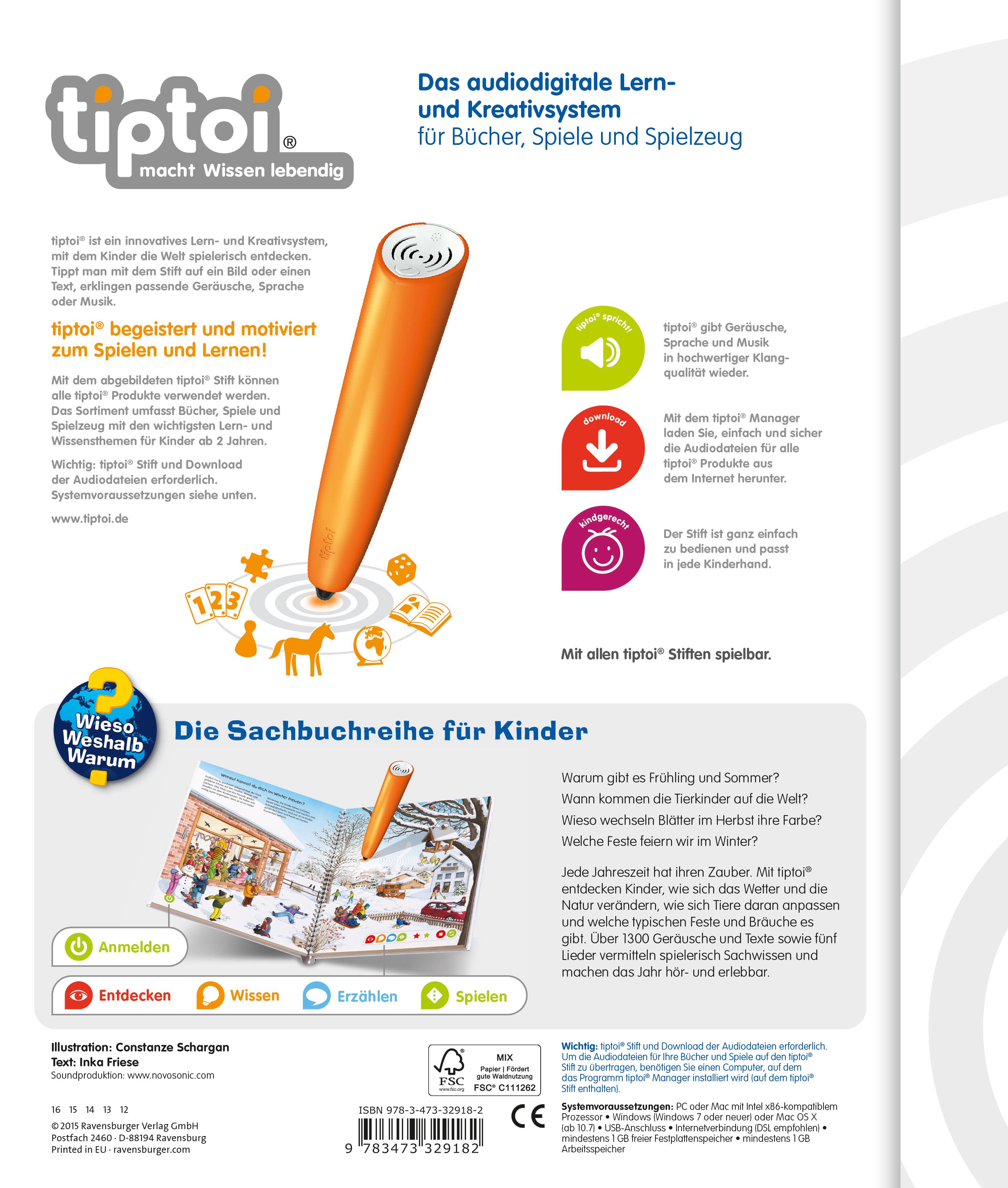 Rückseitencover tiptoi® Wieso? Weshalb? Warum? Unsere Jahreszeiten