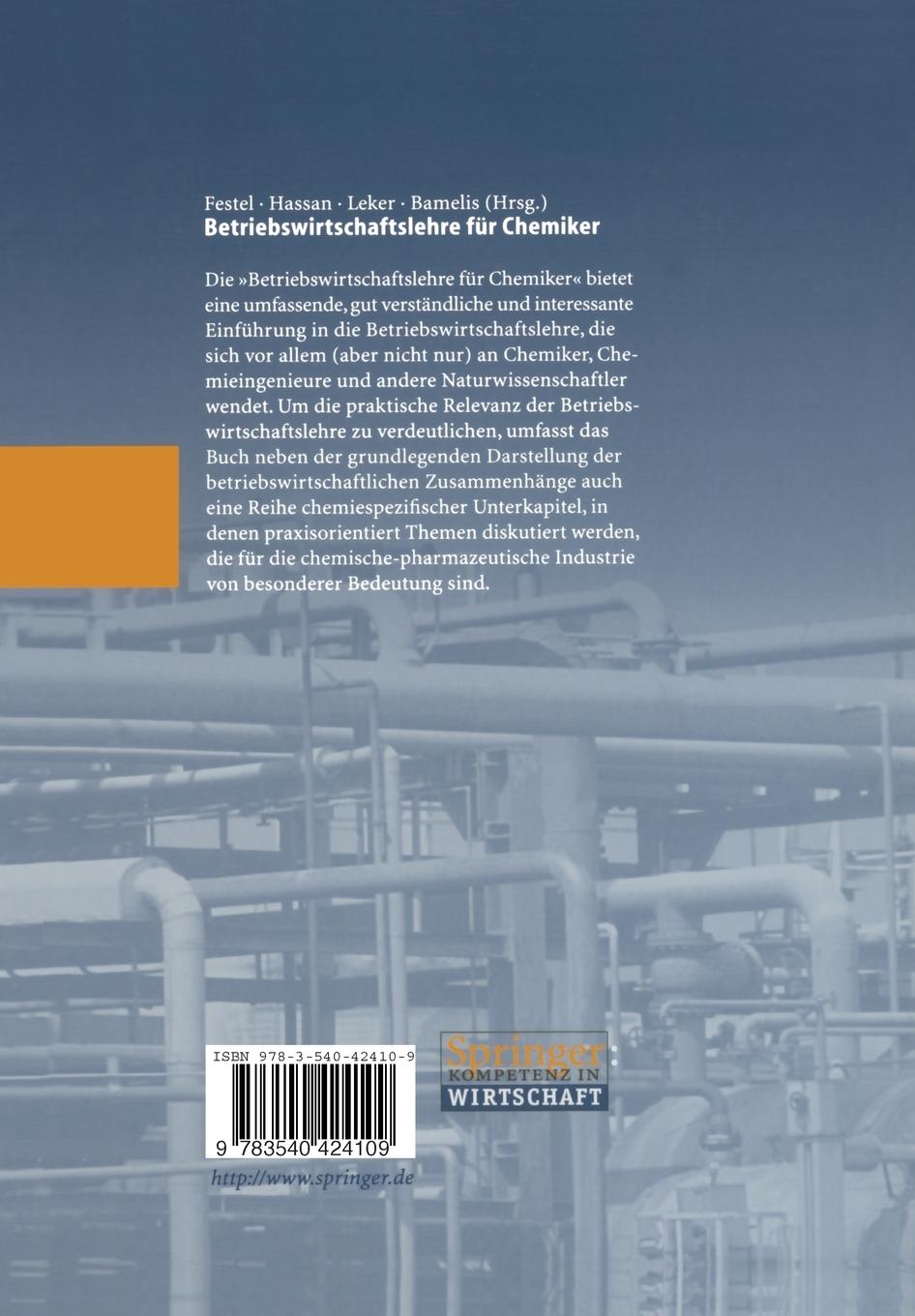 Rückseitencover Betriebswirtschaftslehre für Chemiker