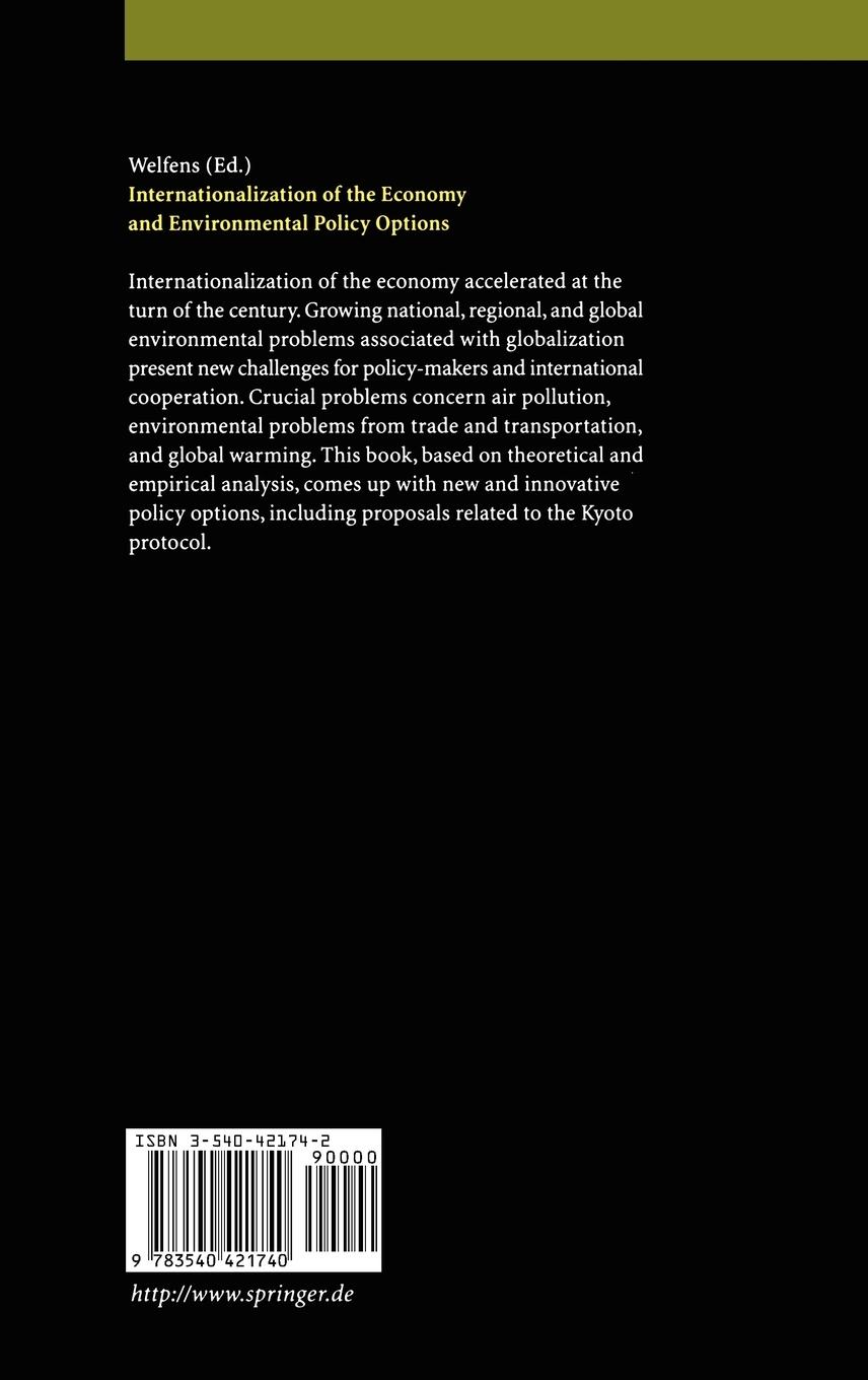 Rückseitencover Internationalization of the Economy and Environmental Policy Options