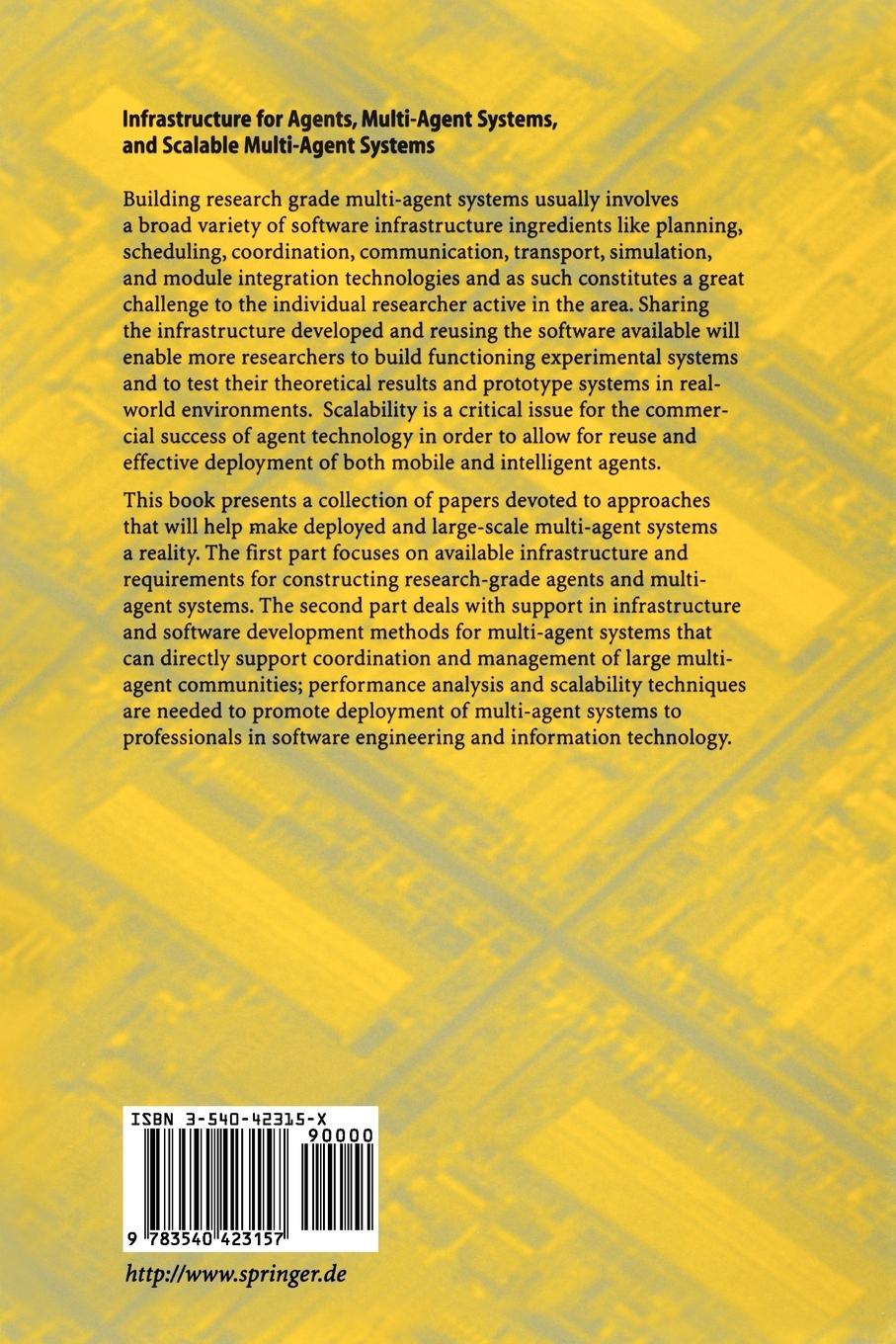 Rückseitencover Infrastructure for Agents, Multi-Agent Systems, and Scalable Multi-Agent Systems