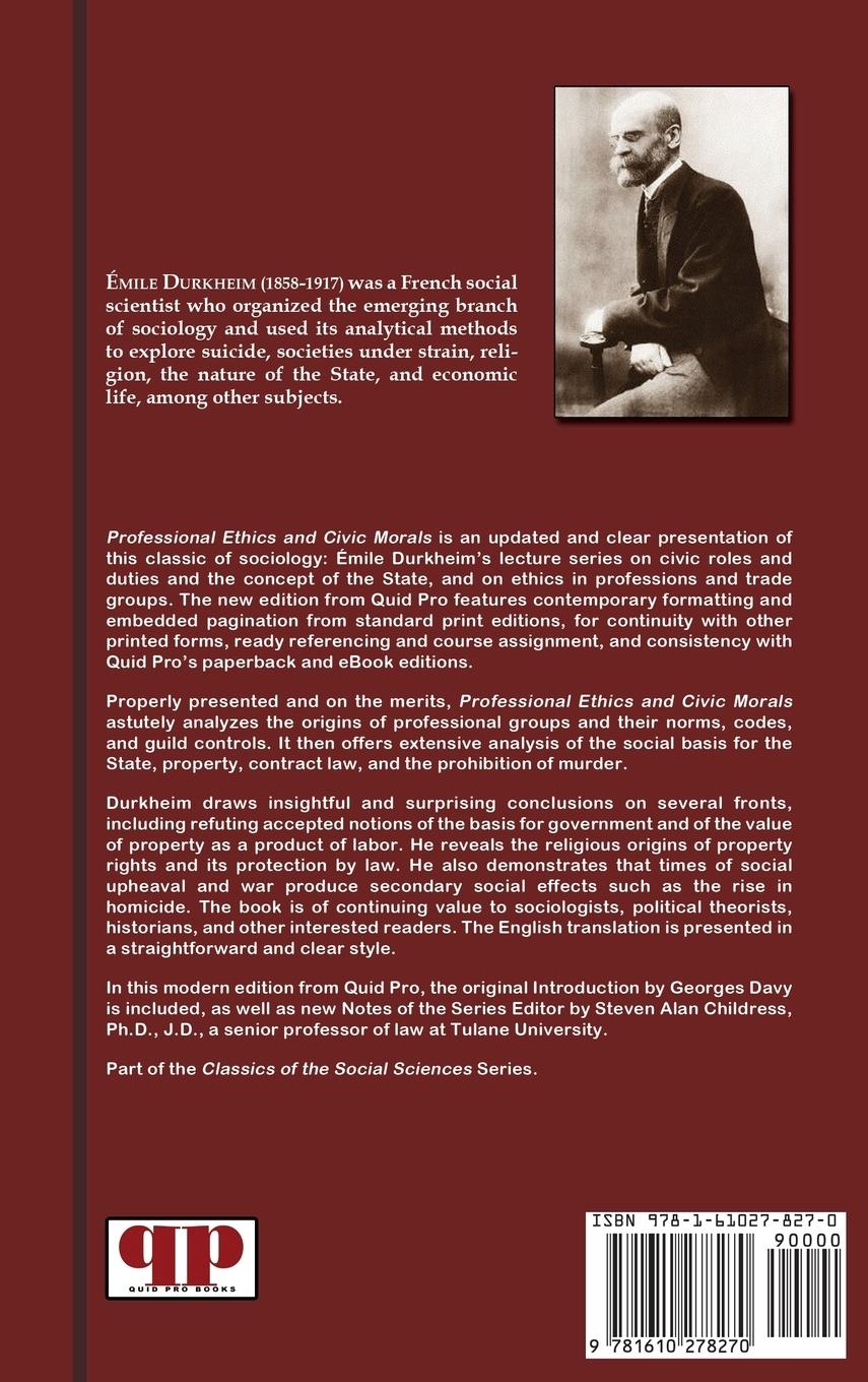 Rückseitencover Professional Ethics and Civic Morals