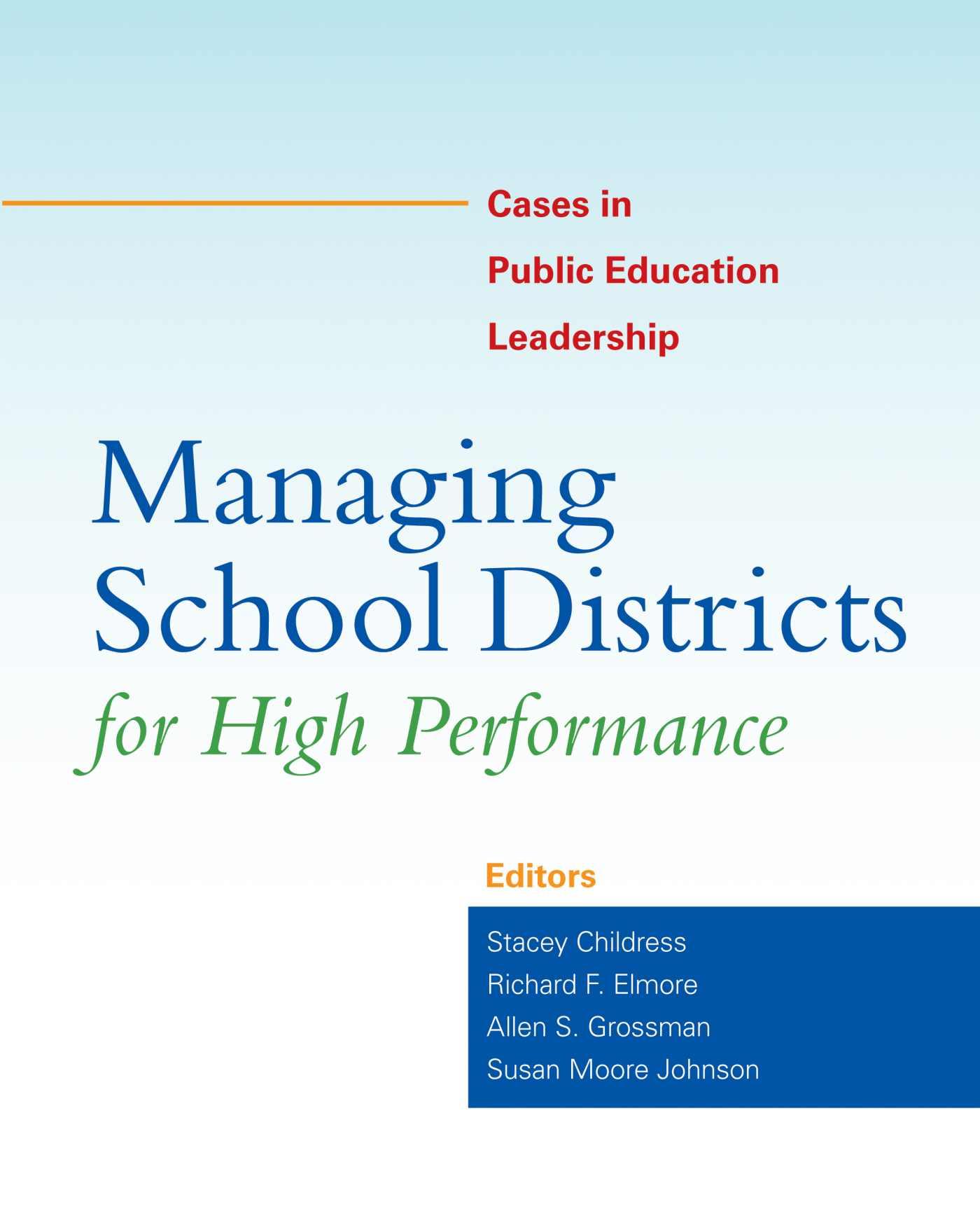 Vorderes Coverbild Managing School Districts for High Performance