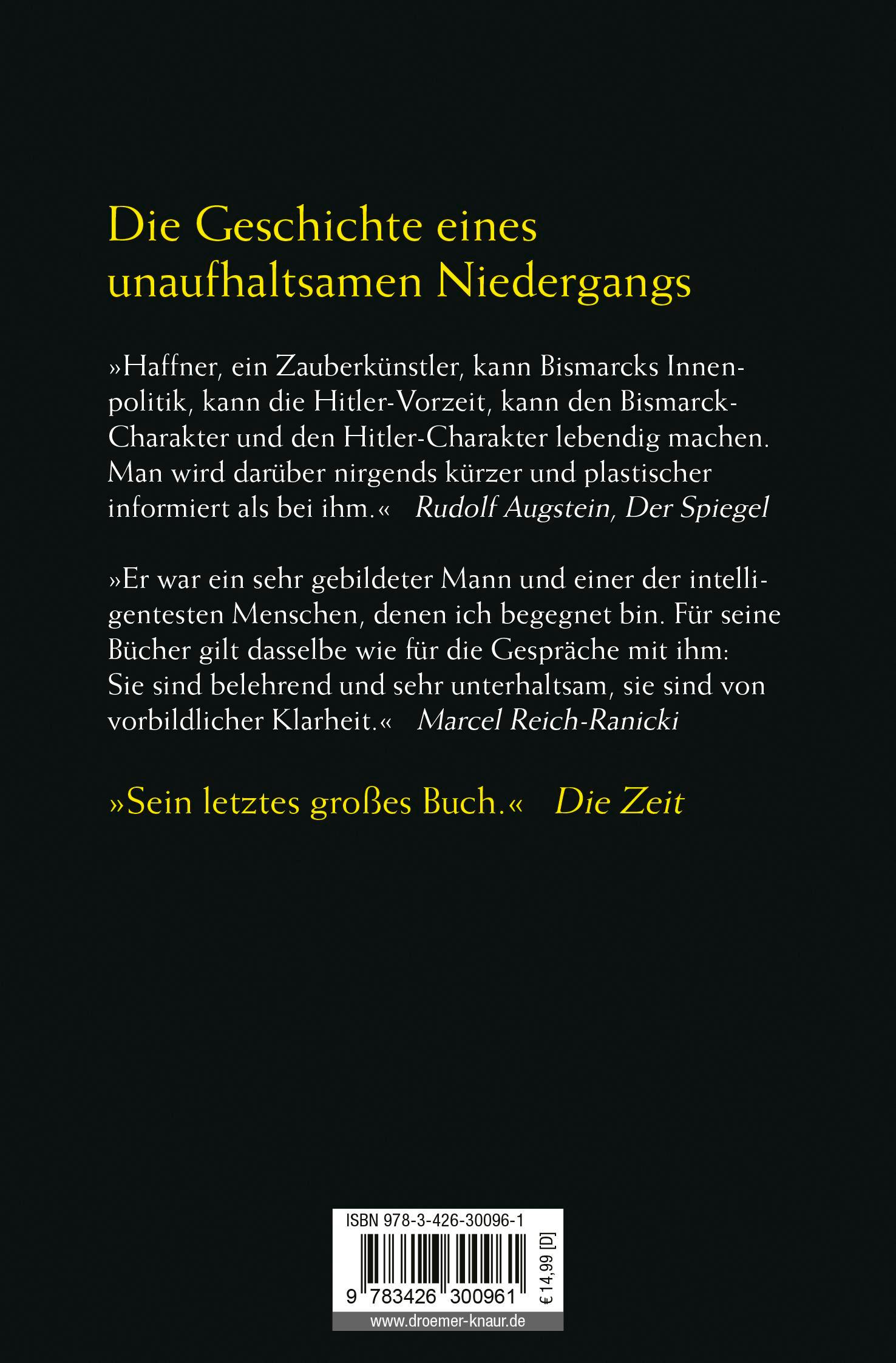 Rückseitencover Von Bismarck zu Hitler