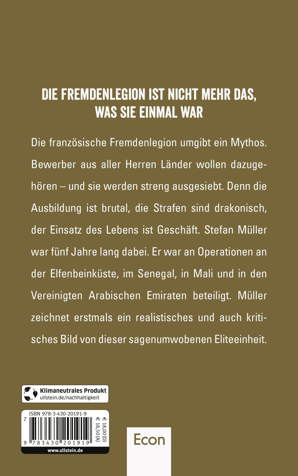 Rückseitencover Mythos Fremdenlegion