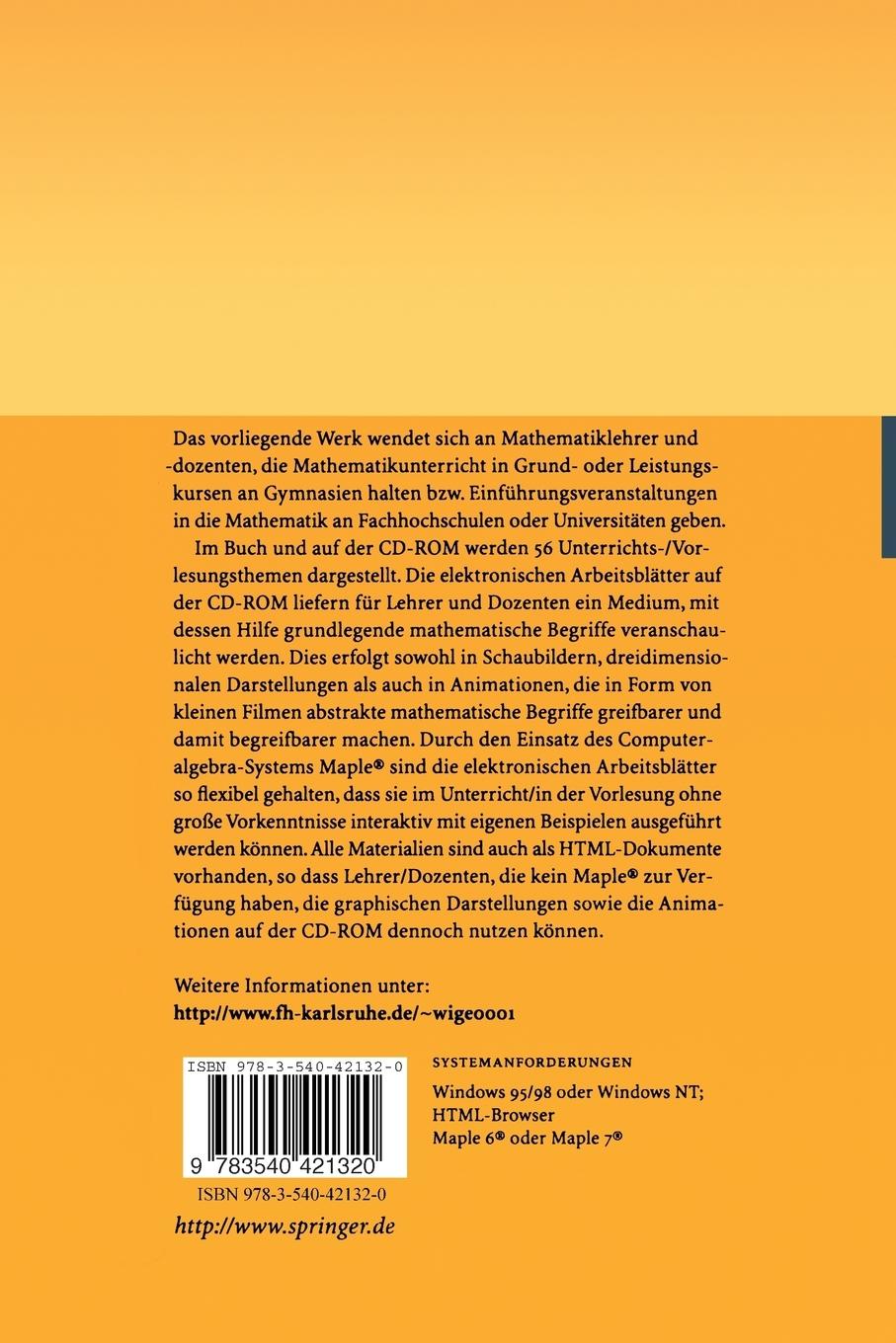 Rückseitencover Mathematische Begriffe visualisiert mit Maple