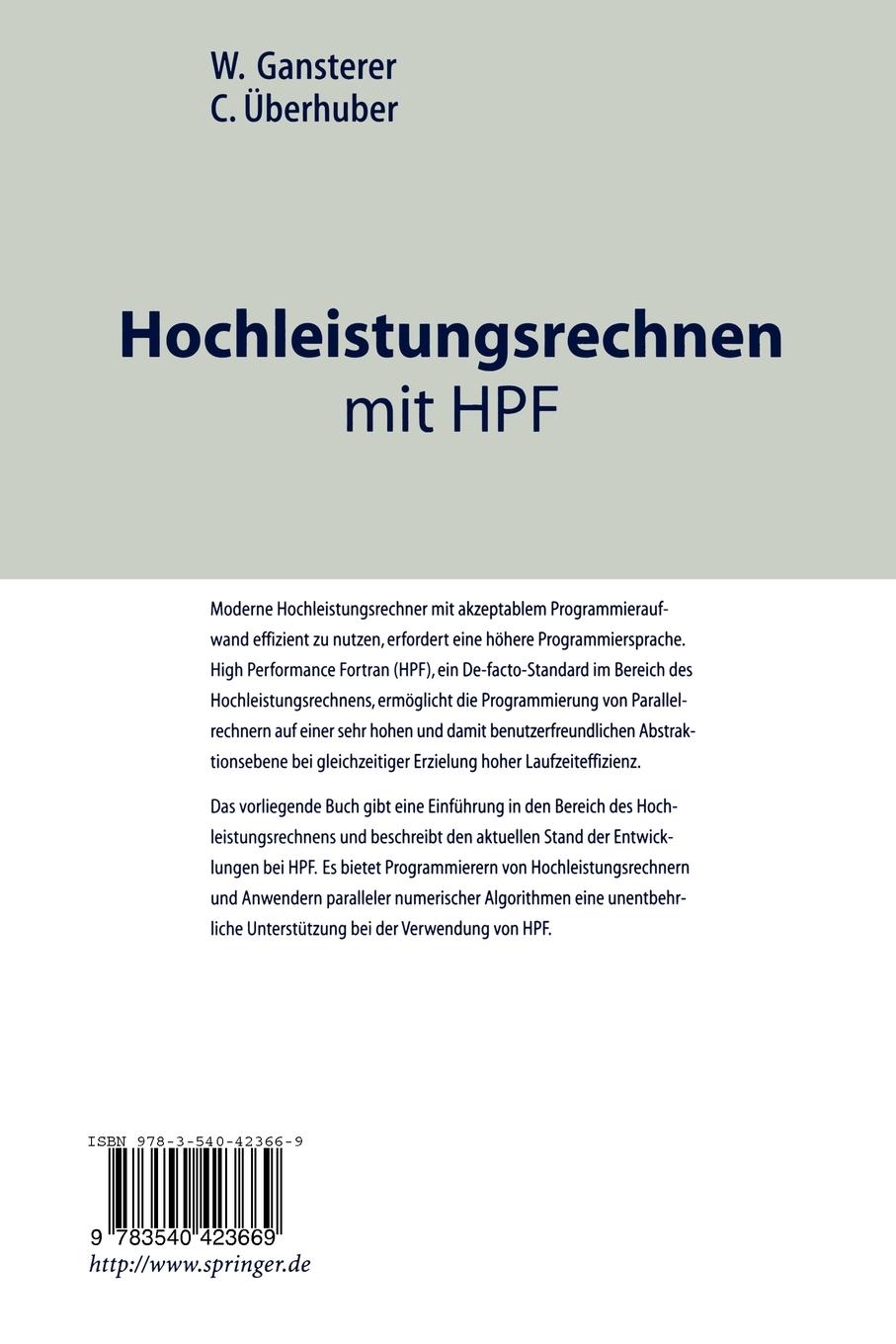 Rückseitencover Hochleistungsrechnen mit HPF