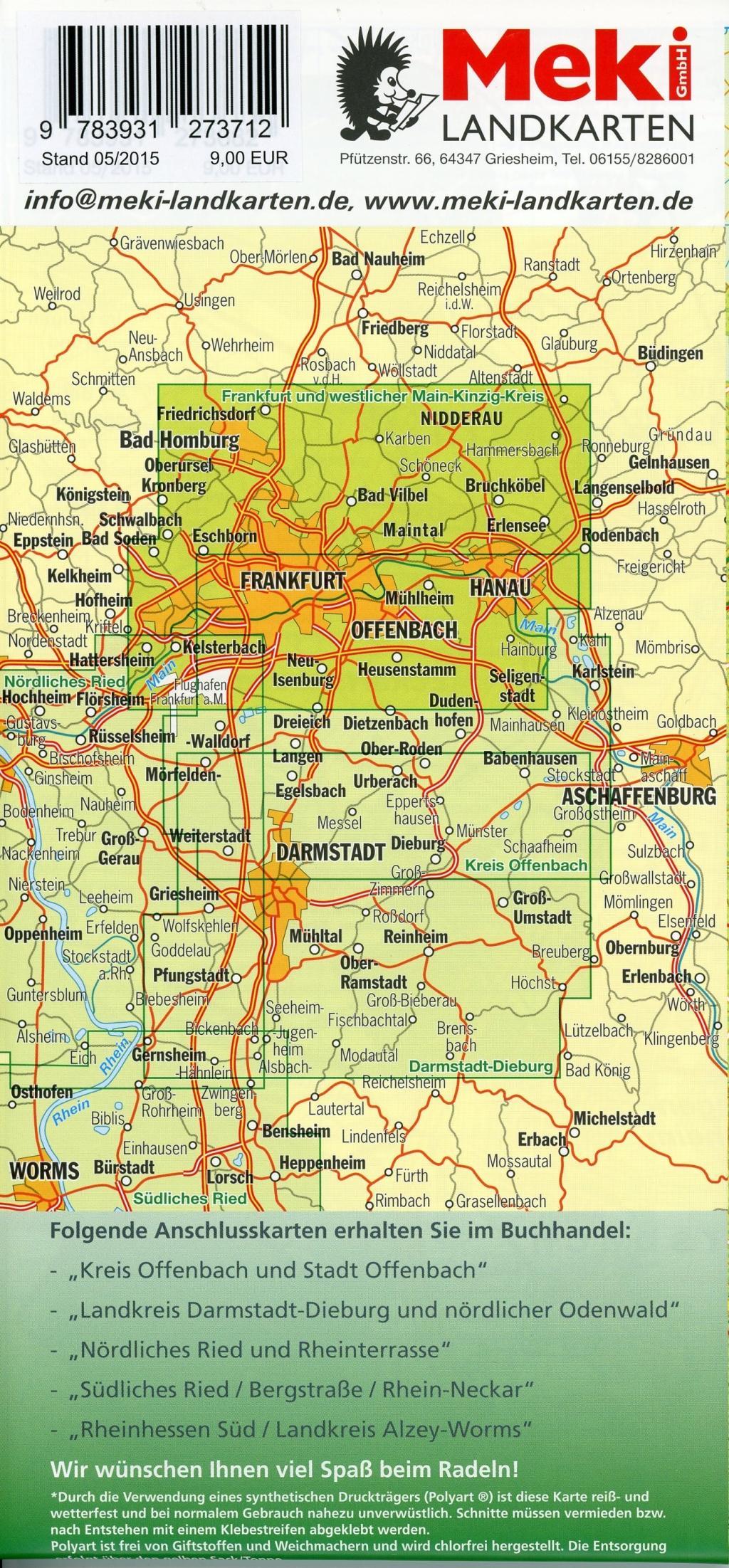 Beispielinhalt (Bild) Frankfurt am Main und westlicher Main-Kinzig-Kreis. Radfahren 1 : 30 000
