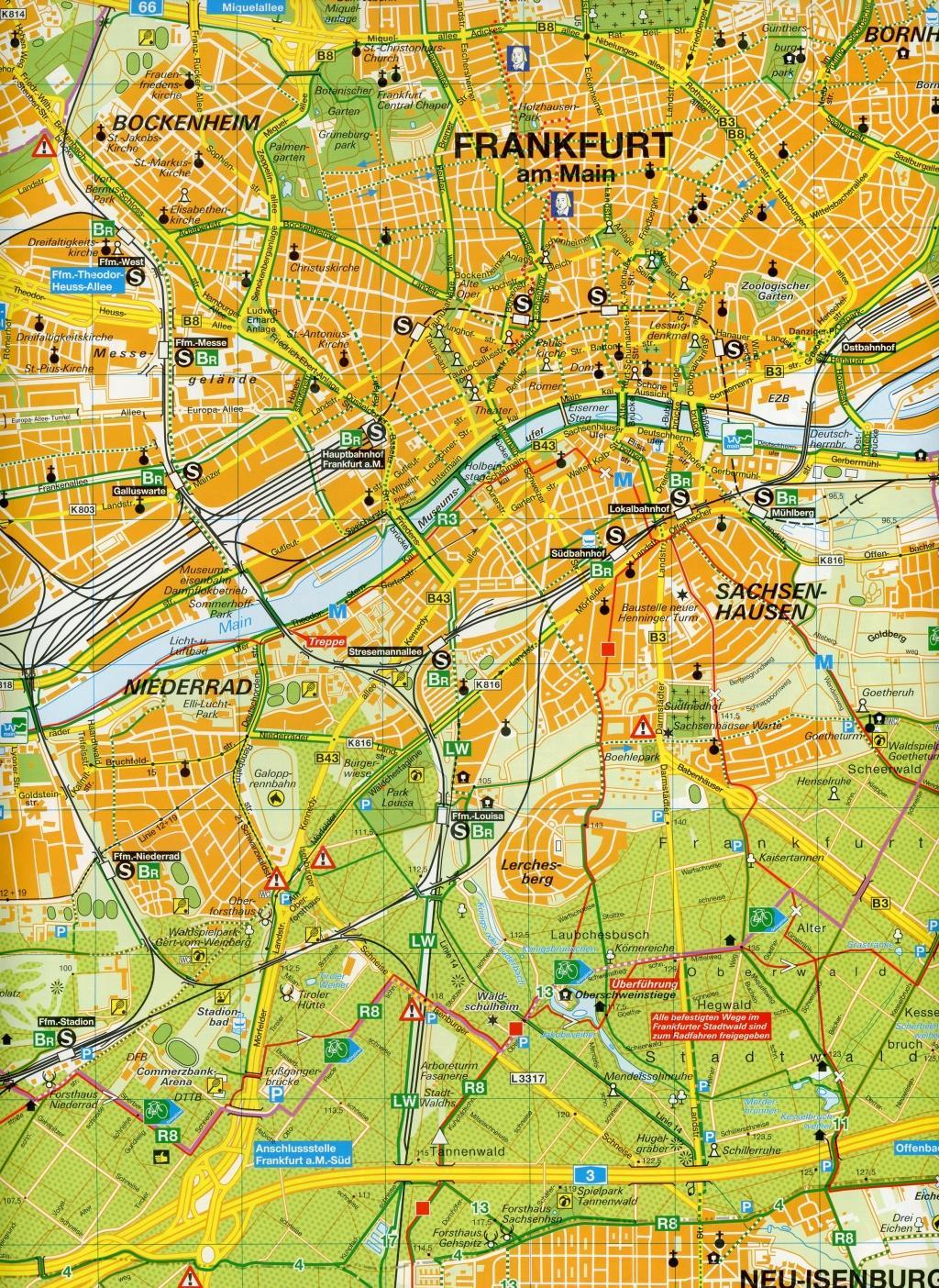 Beispielinhalt (Bild) Frankfurt am Main und westlicher Main-Kinzig-Kreis. Radfahren 1 : 30 000