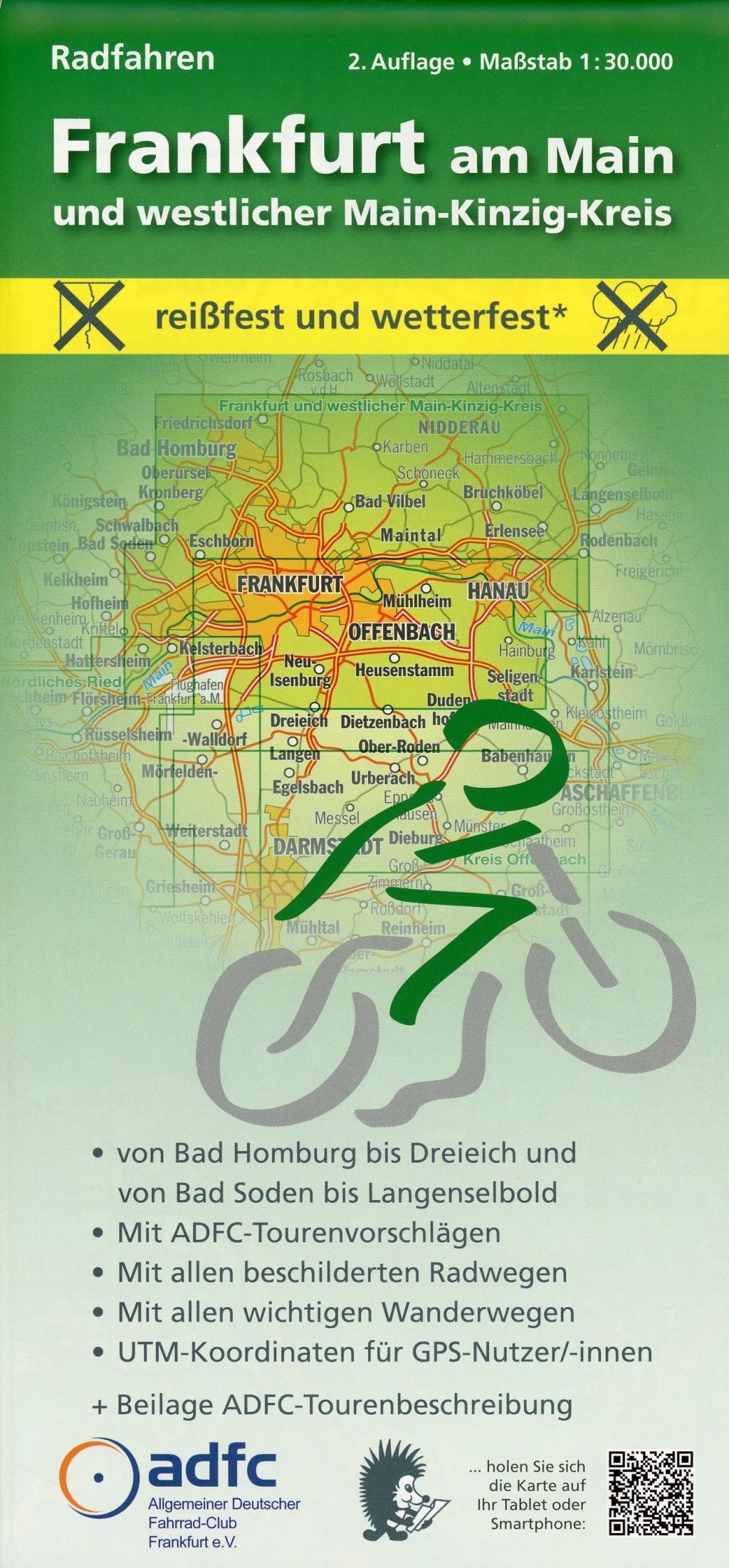 Vorderes Coverbild Frankfurt am Main und westlicher Main-Kinzig-Kreis. Radfahren 1 : 30 000