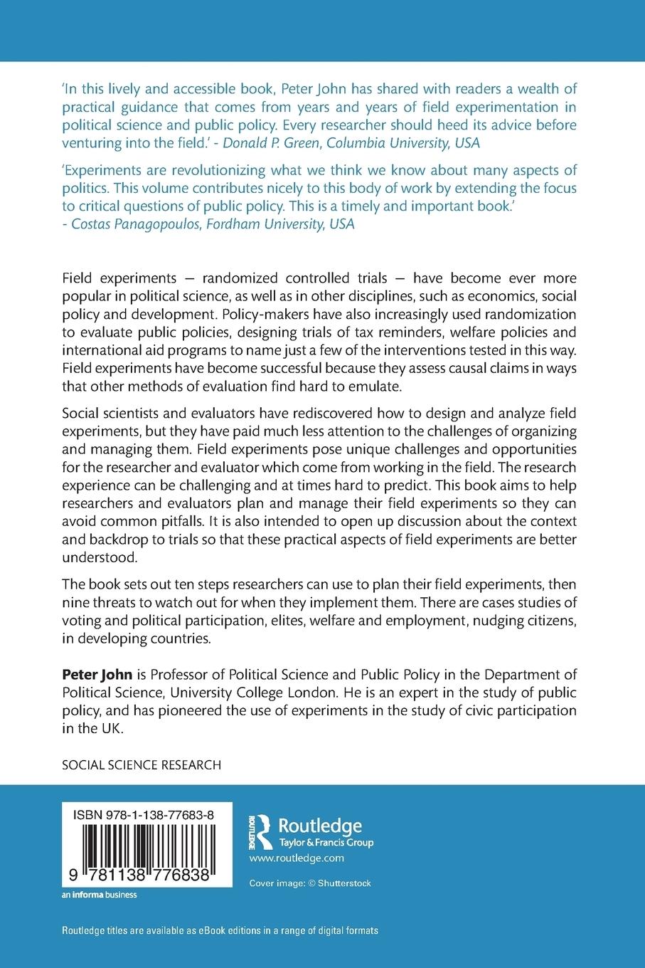 Rückseitencover Field Experiments in Political Science and Public Policy