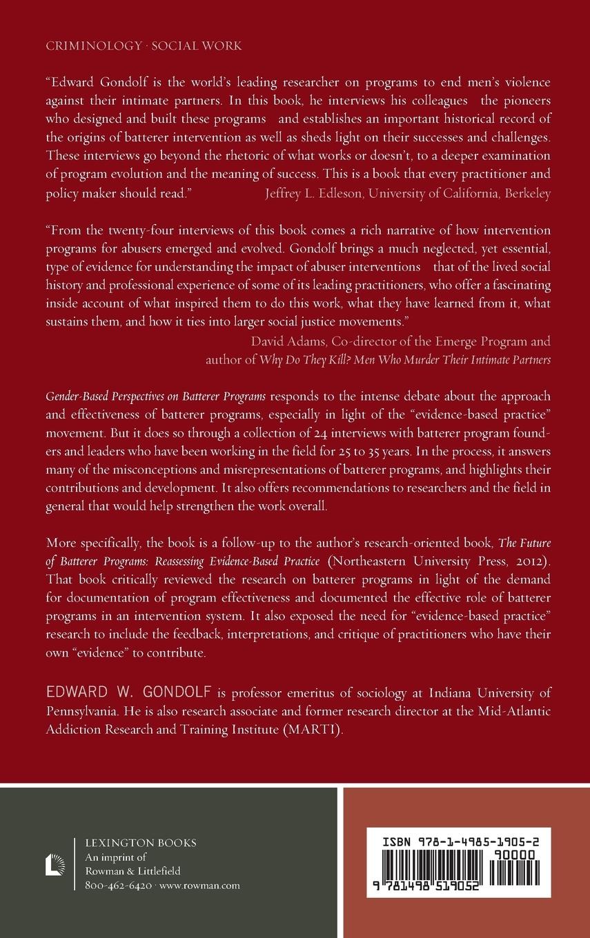 Rückseitencover Gender-Based Perspectives on Batterer Programs