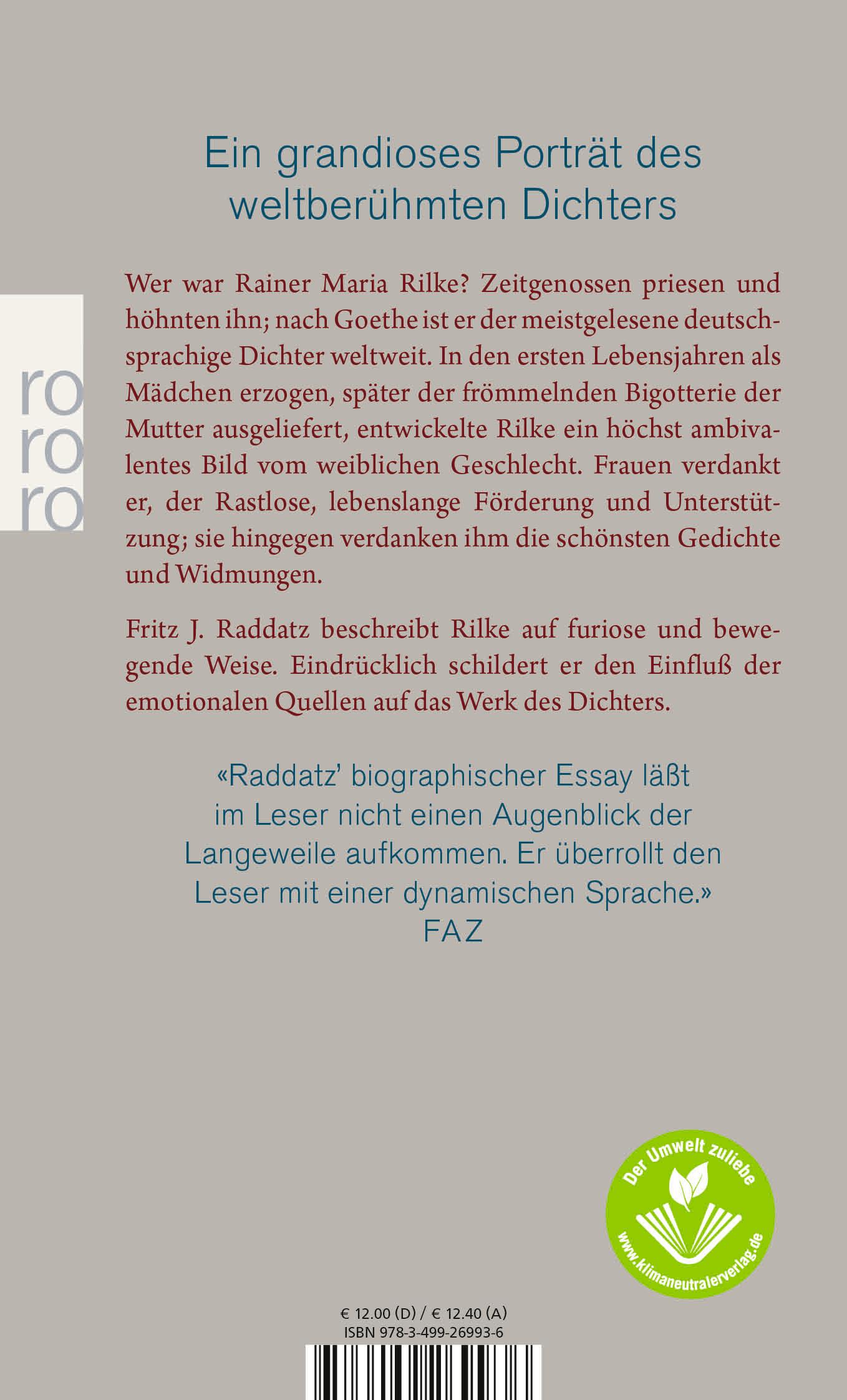Rückseitencover Rainer Maria Rilke