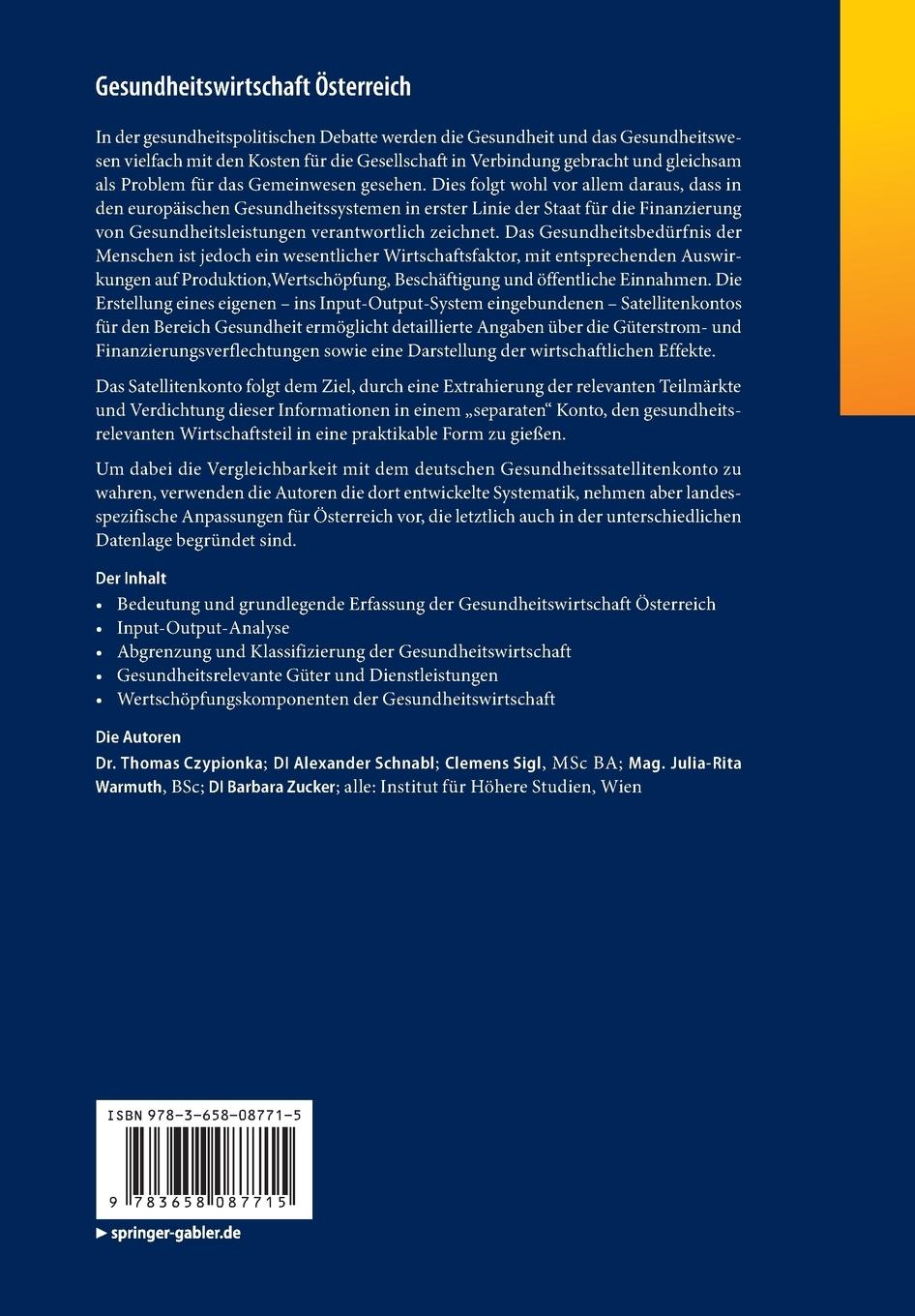 Rückseitencover Gesundheitswirtschaft Österreich