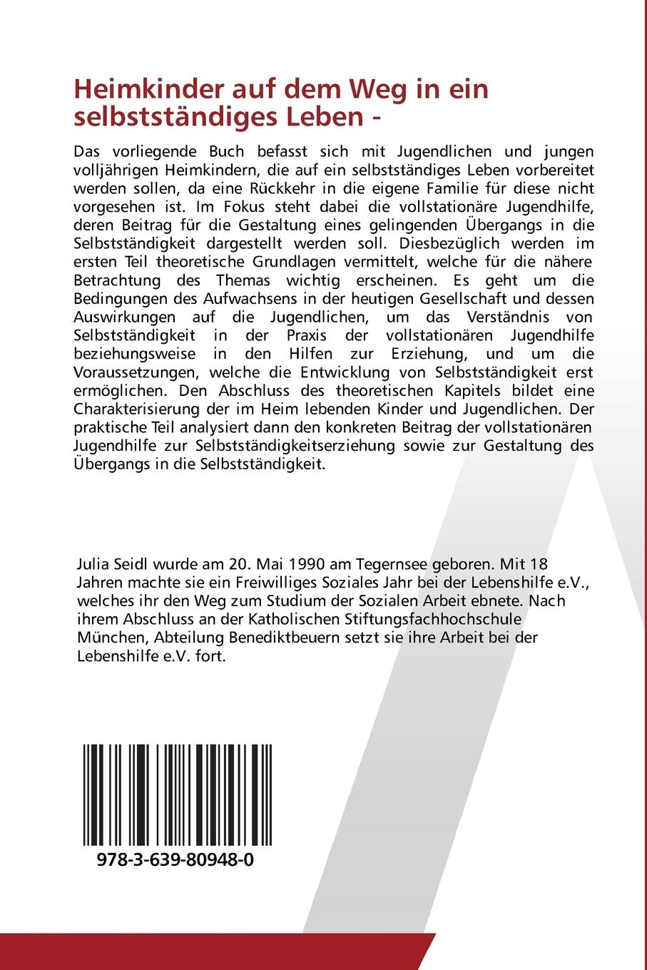 Rückseitencover Heimkinder auf dem Weg in ein selbstständiges Leben -