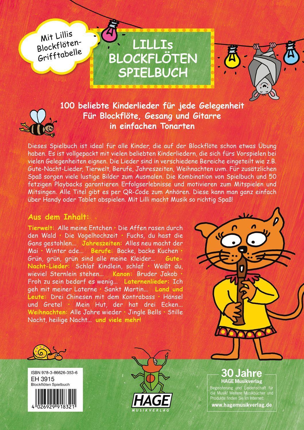 Beispielinhalt (Bild) Lillis Blockflöten Spielbuch mit QR-Code zum Download