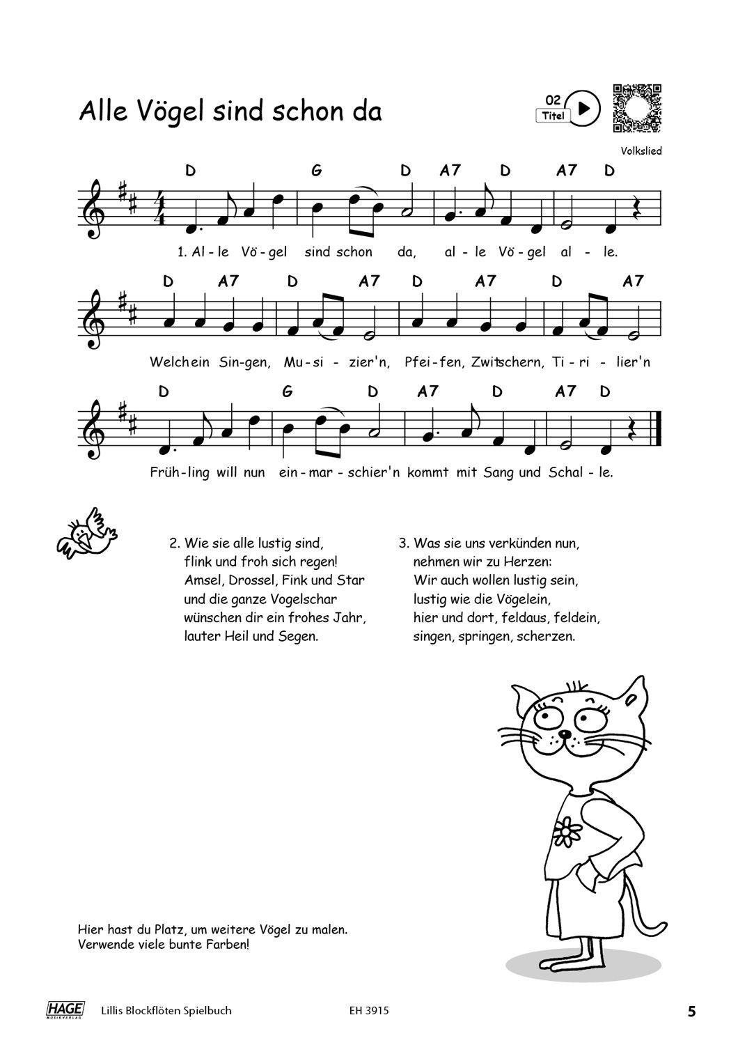 Beispielinhalt (Bild) Lillis Blockflöten Spielbuch mit QR-Code zum Download