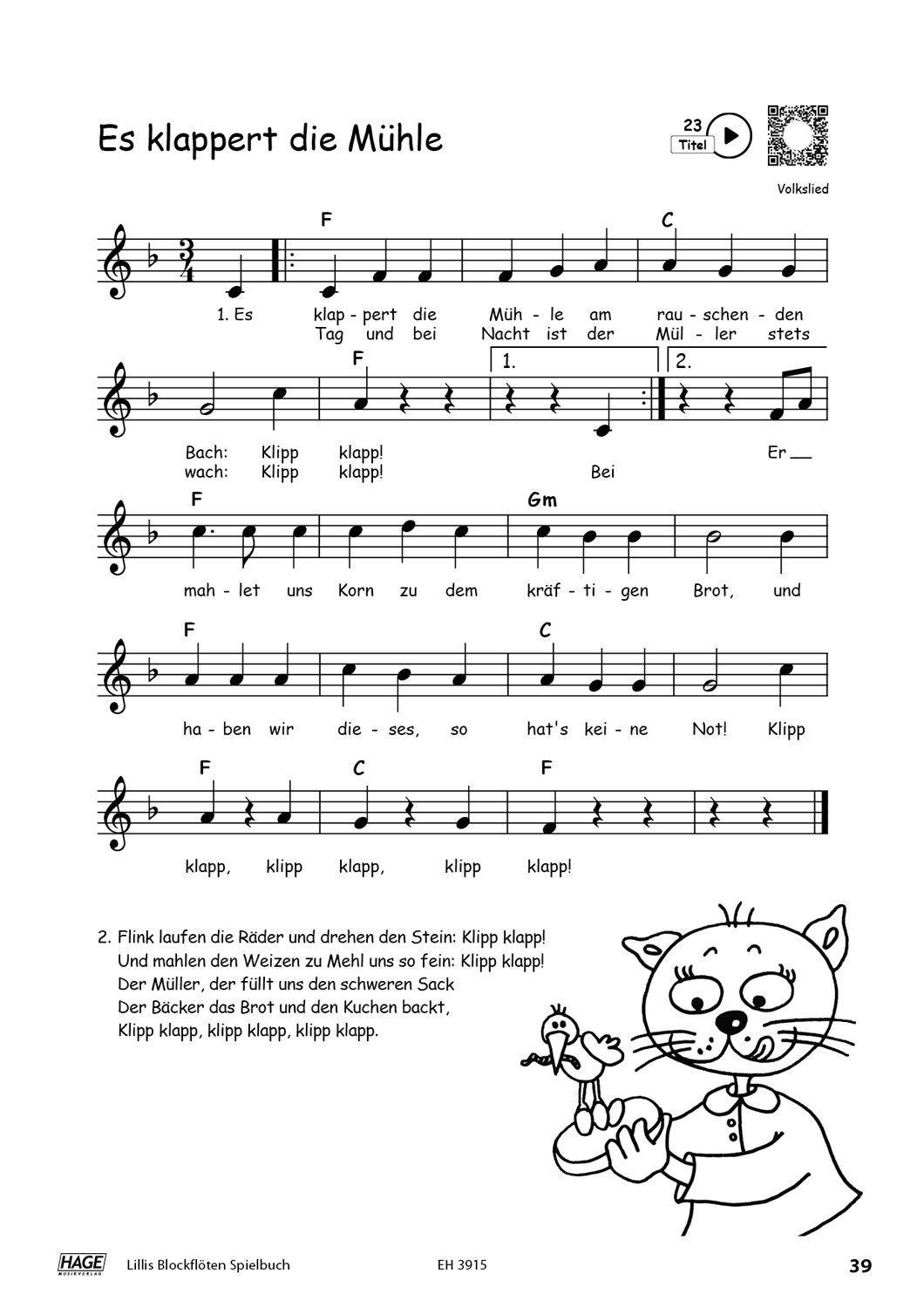 Beispielinhalt (Bild) Lillis Blockflöten Spielbuch mit QR-Code zum Download