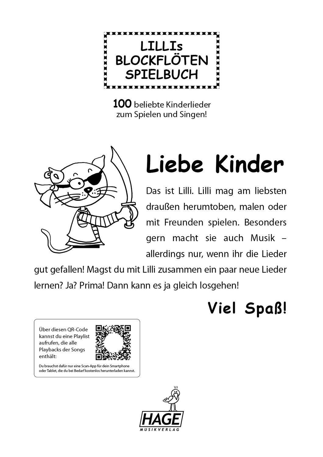 Beispielinhalt (Bild) Lillis Blockflöten Spielbuch mit QR-Code zum Download