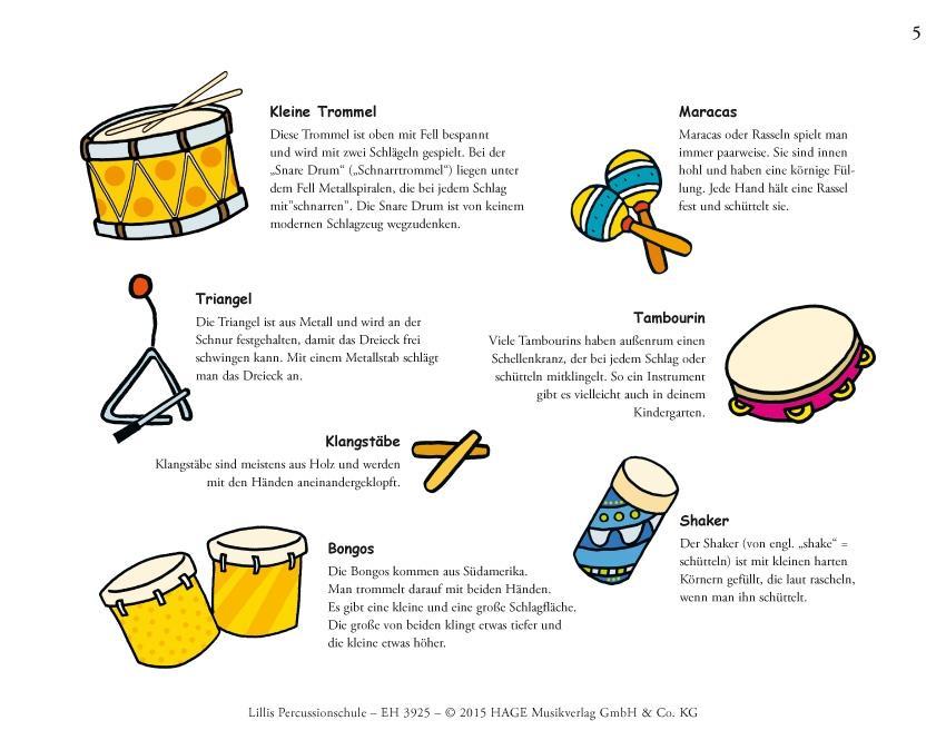 Beispielinhalt (Bild) Lillis Percussionschule mit CD