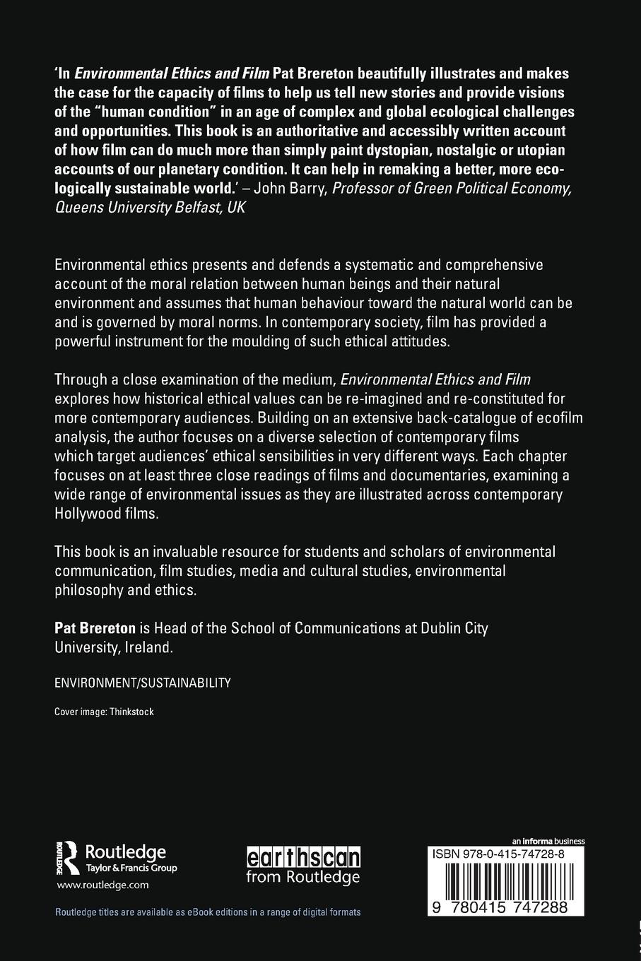 Rückseitencover Environmental Ethics and Film