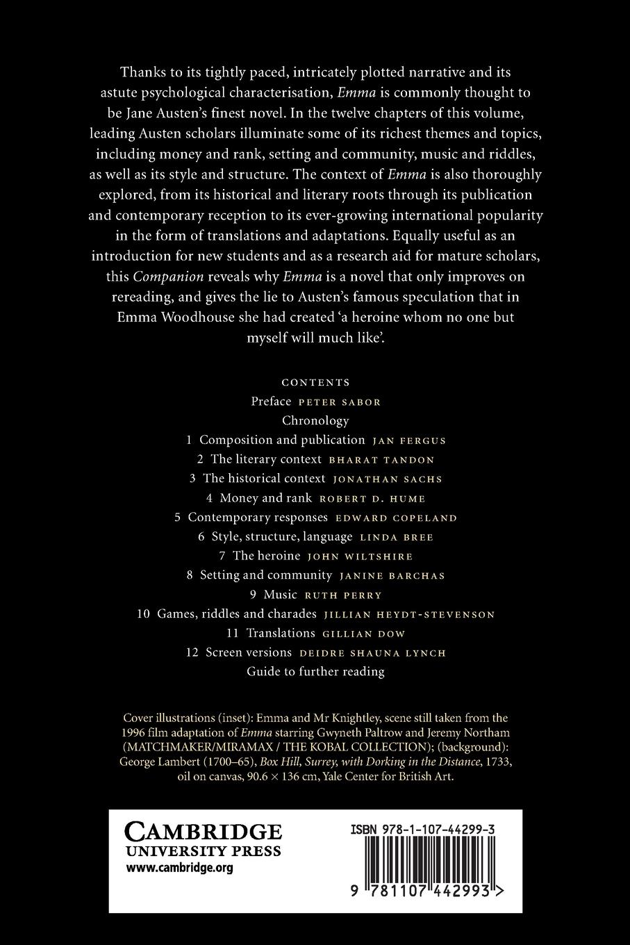 Rückseitencover The Cambridge Companion to 'Emma'