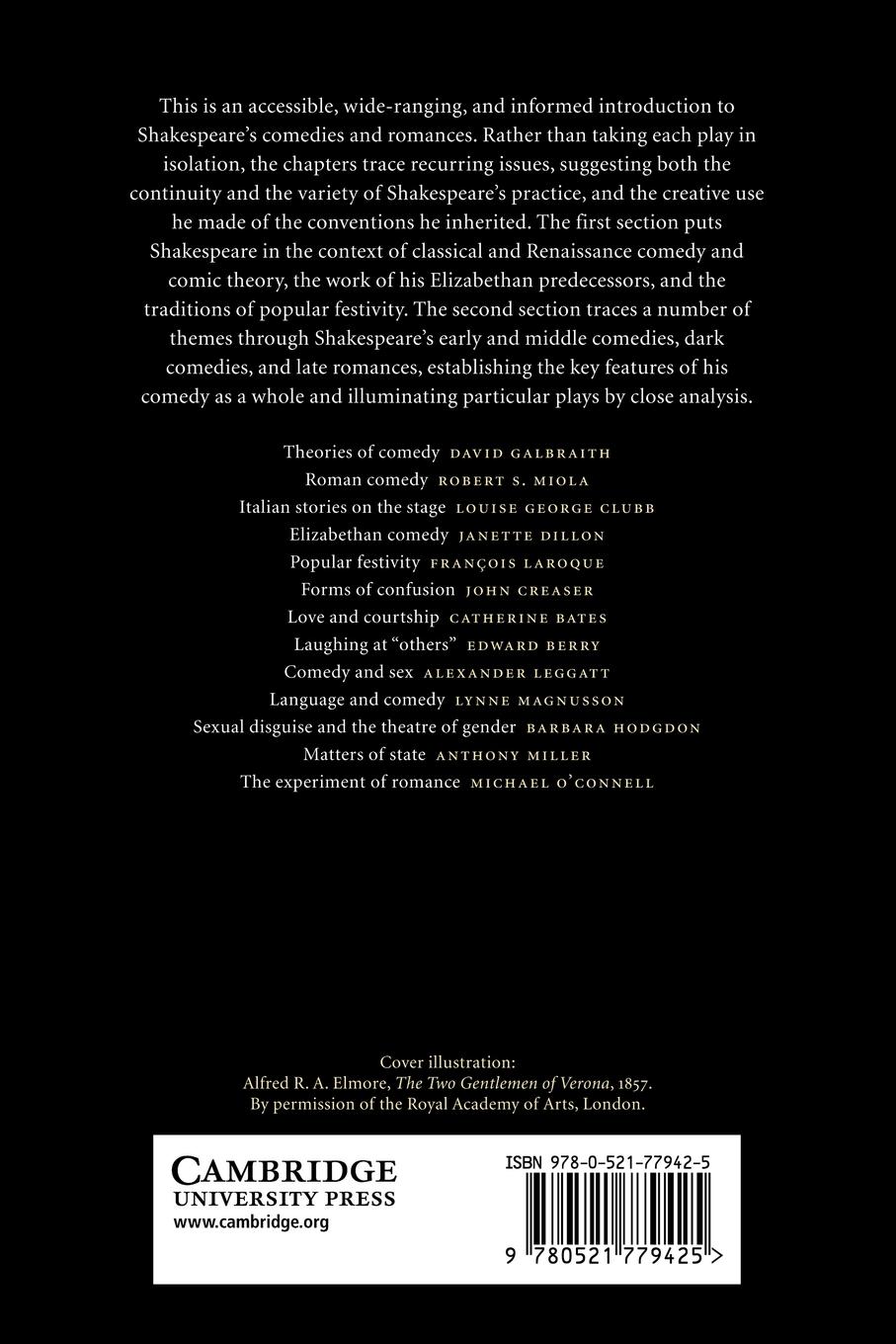 Rückseitencover The Cambridge Companion to Shakespearean Comedy