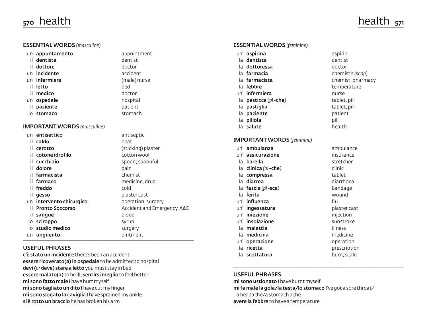 Beispielinhalt (Bild) Complete Italian Grammar Verbs Vocabulary