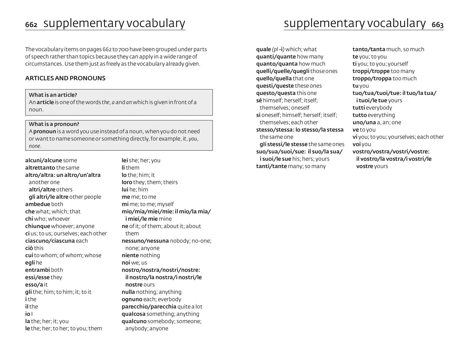 Beispielinhalt (Bild) Complete Italian Grammar Verbs Vocabulary
