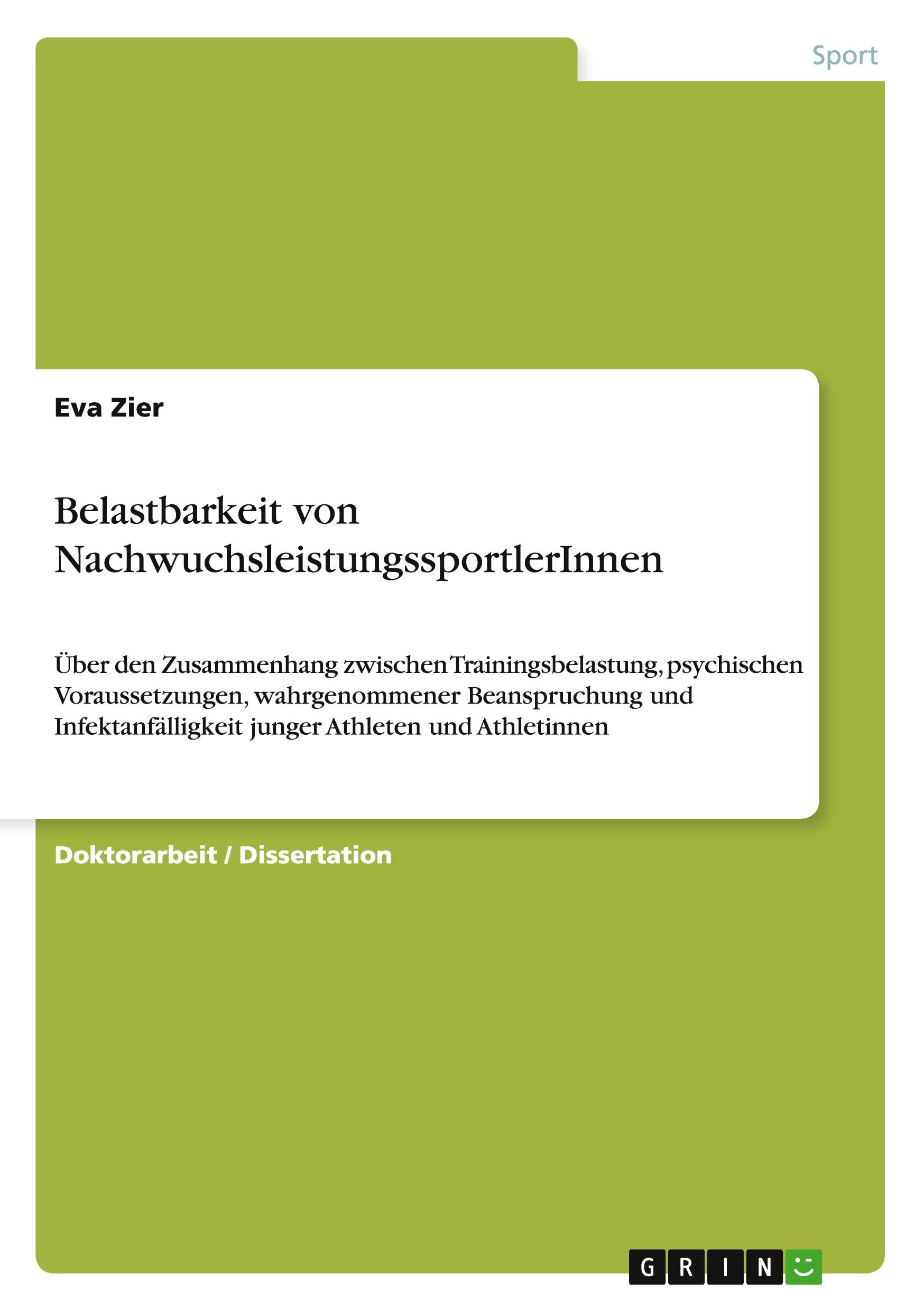 Vorderes Coverbild Belastbarkeit von NachwuchsleistungssportlerInnen