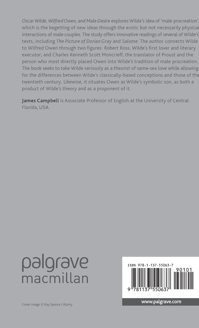 Rückseitencover Oscar Wilde, Wilfred Owen, and Male Desire