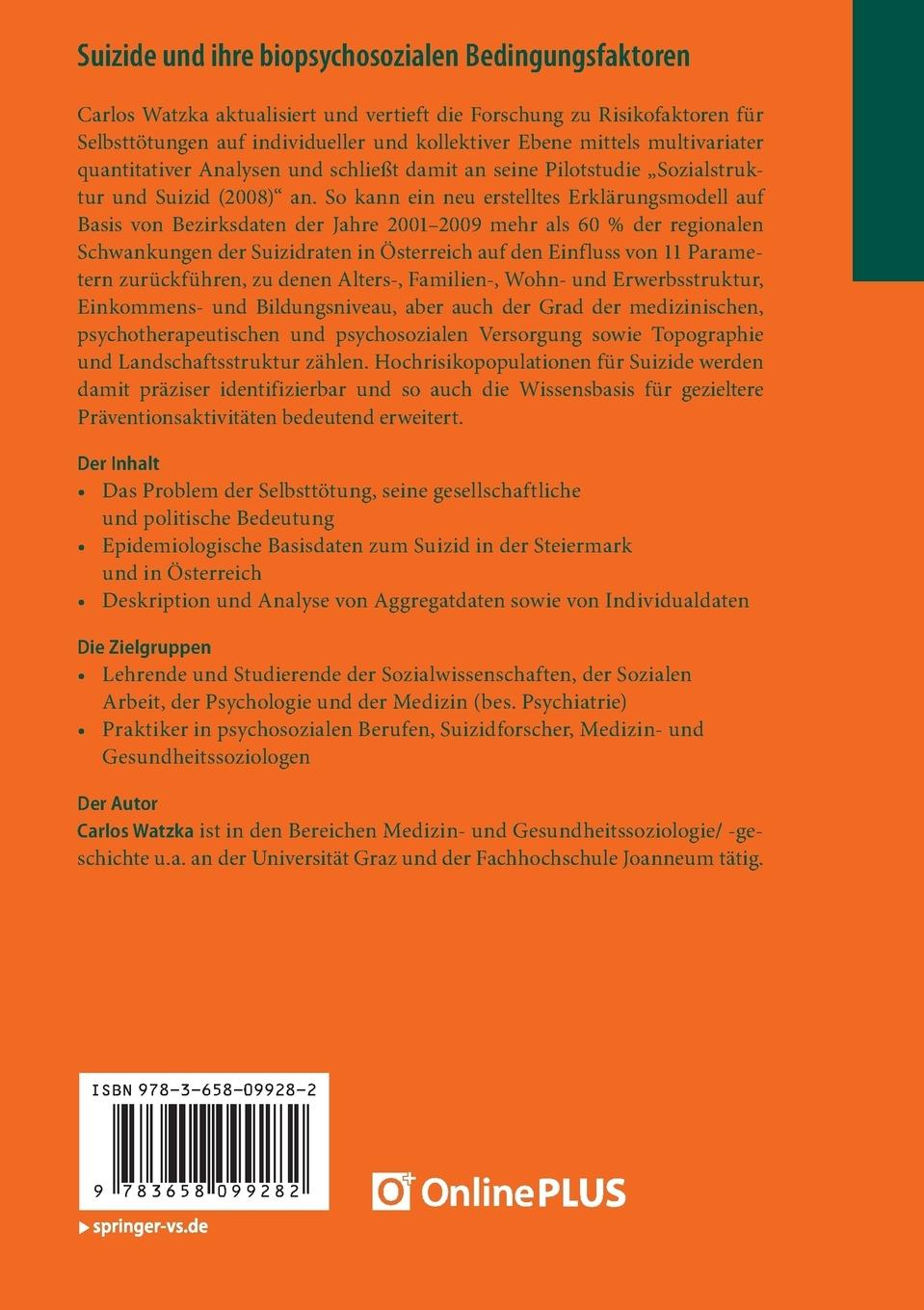 Rückseitencover Suizide und ihre biopsychosozialen Bedingungsfaktoren
