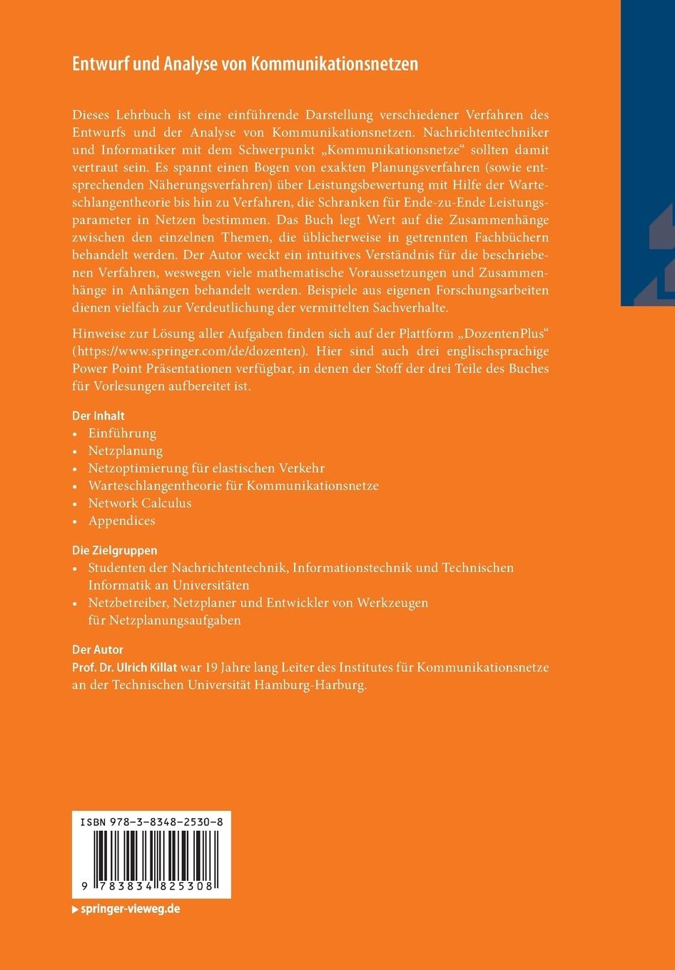 Rückseitencover Entwurf und Analyse von Kommunikationsnetzen