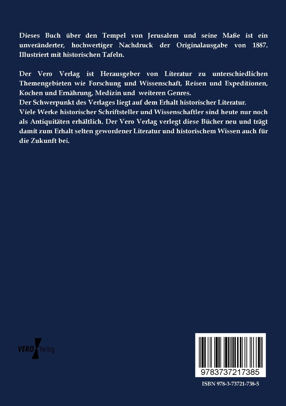 Rückseitencover Der Tempel von Jerusalem und seine Maasse