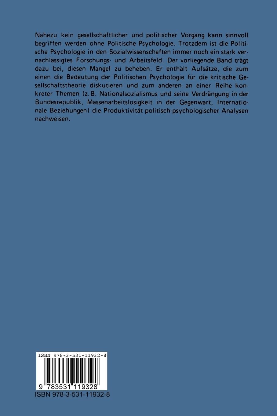 Rückseitencover Politische Psychologie heute