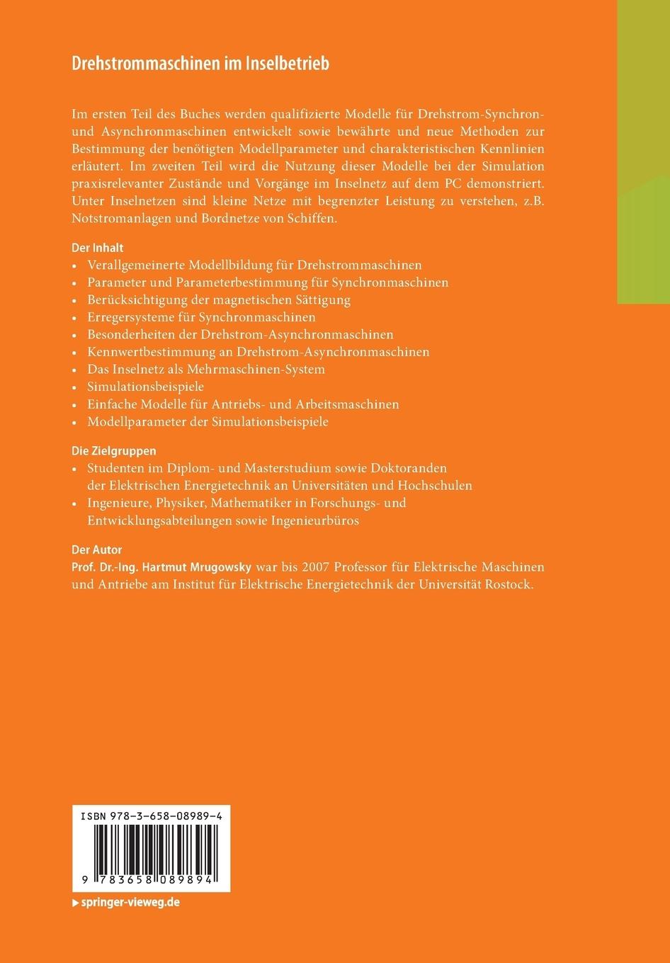 Rückseitencover Drehstrommaschinen im Inselbetrieb